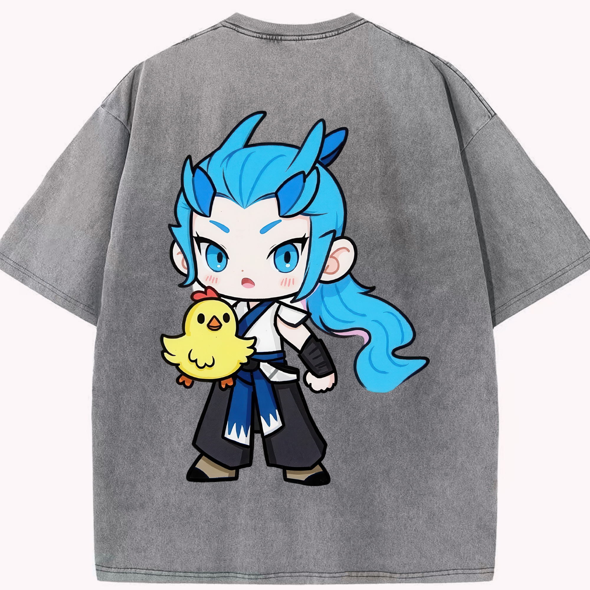 （画像用） Ne Zha 2 ナタ 魔童の大暴れ 綿100% ヴィンテージ風 半袖Tシャツ（背面プリント）