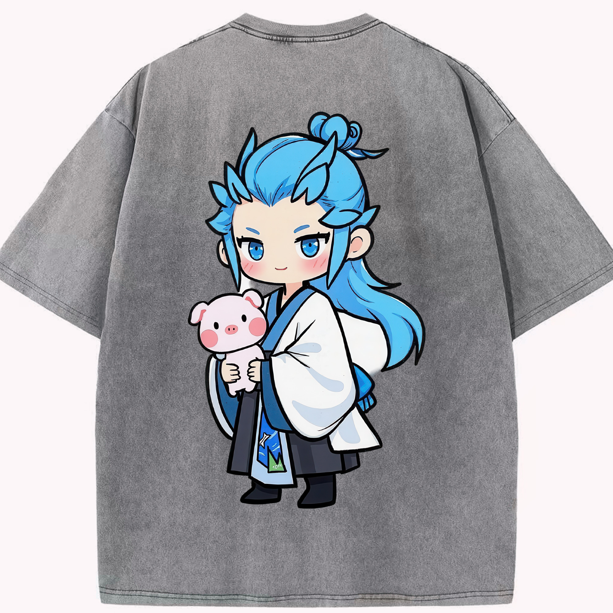 （画像用） Ne Zha 2 ナタ 魔童の大暴れ 綿100% ヴィンテージ風 半袖Tシャツ（背面プリント）