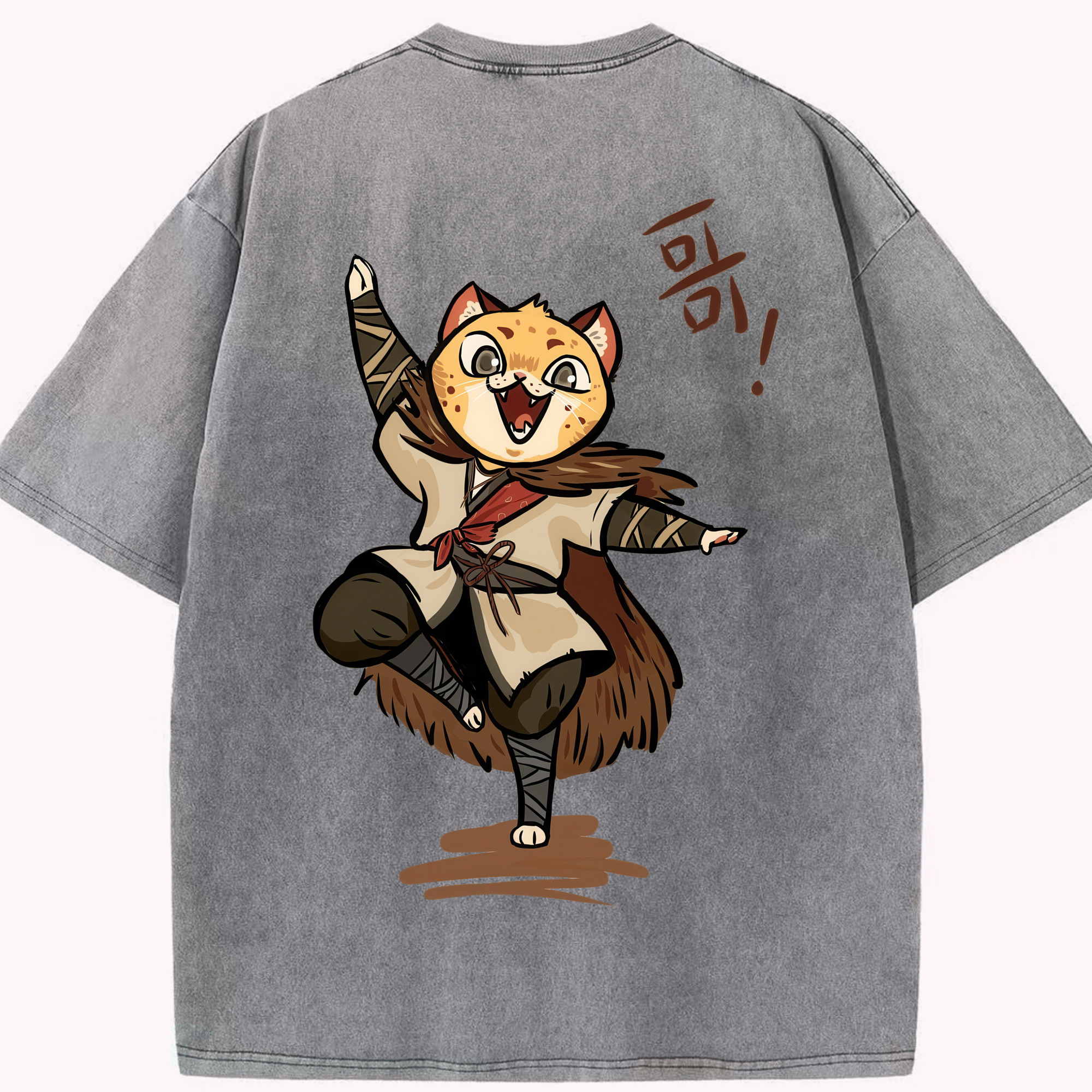 （画像用） Ne Zha 2 ナタ 魔童の大暴れ 綿100% ヴィンテージ風 半袖Tシャツ（背面プリント）