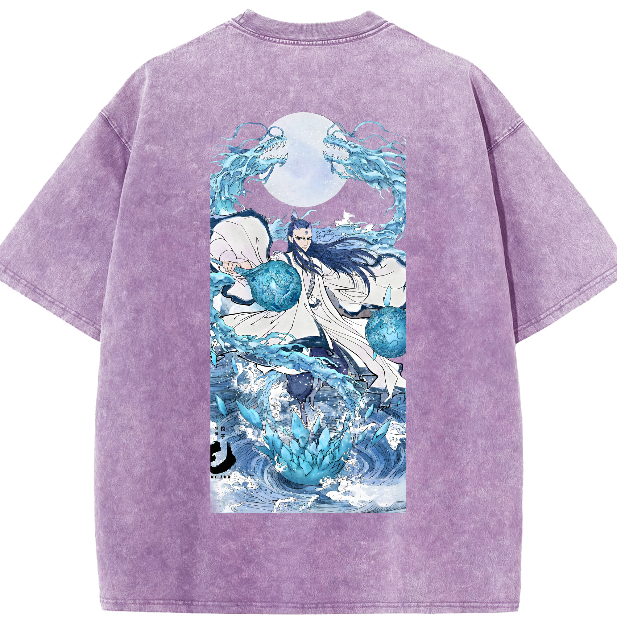 （画像用） Ne Zha 2 ナタ 魔童の大暴れ 綿100% ヴィンテージ風 半袖Tシャツ（背面プリント）