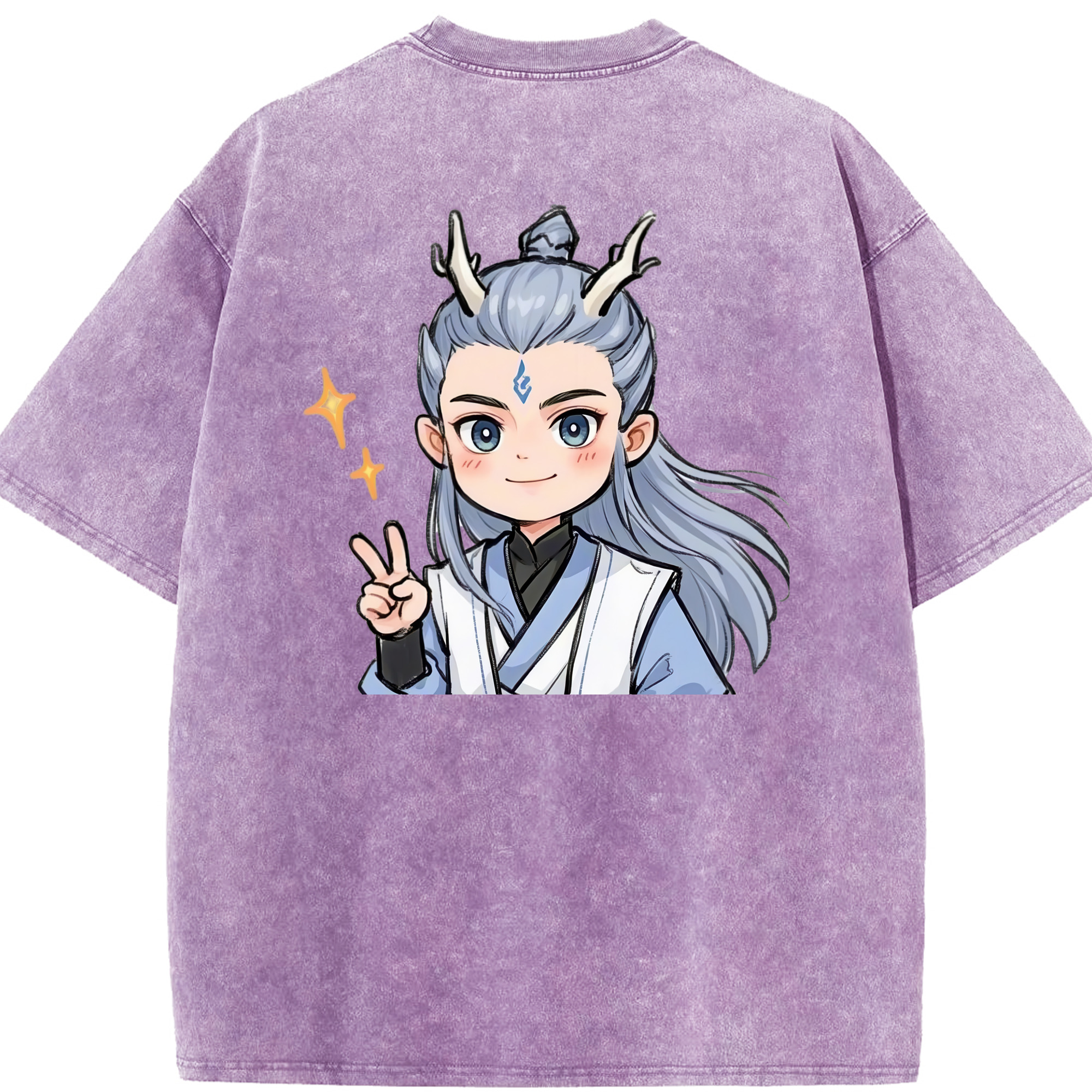 （画像用） Ne Zha 2 ナタ 魔童の大暴れ 綿100% ヴィンテージ風 半袖Tシャツ（背面プリント）