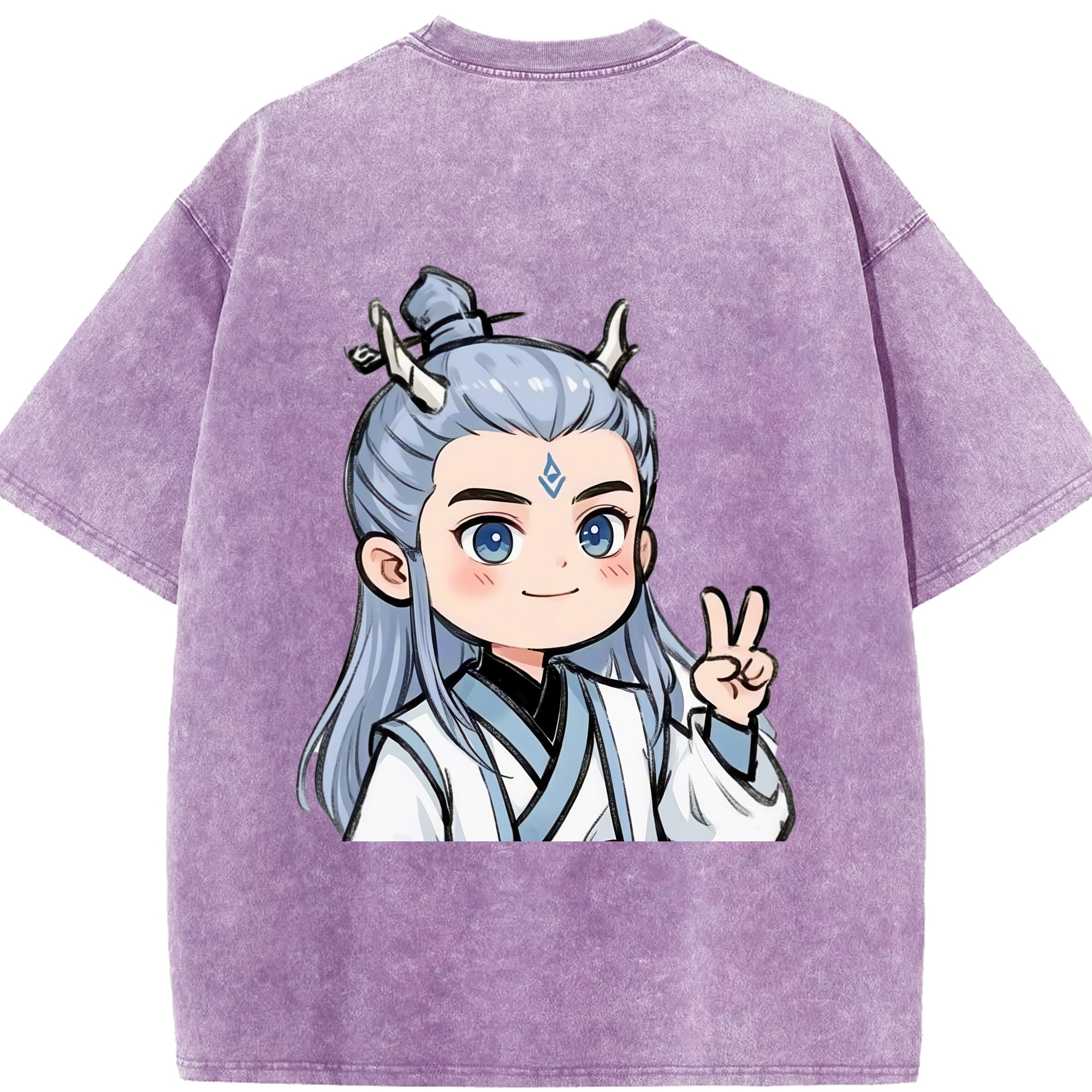 （画像用） Ne Zha 2 ナタ 魔童の大暴れ 綿100% ヴィンテージ風 半袖Tシャツ（背面プリント）