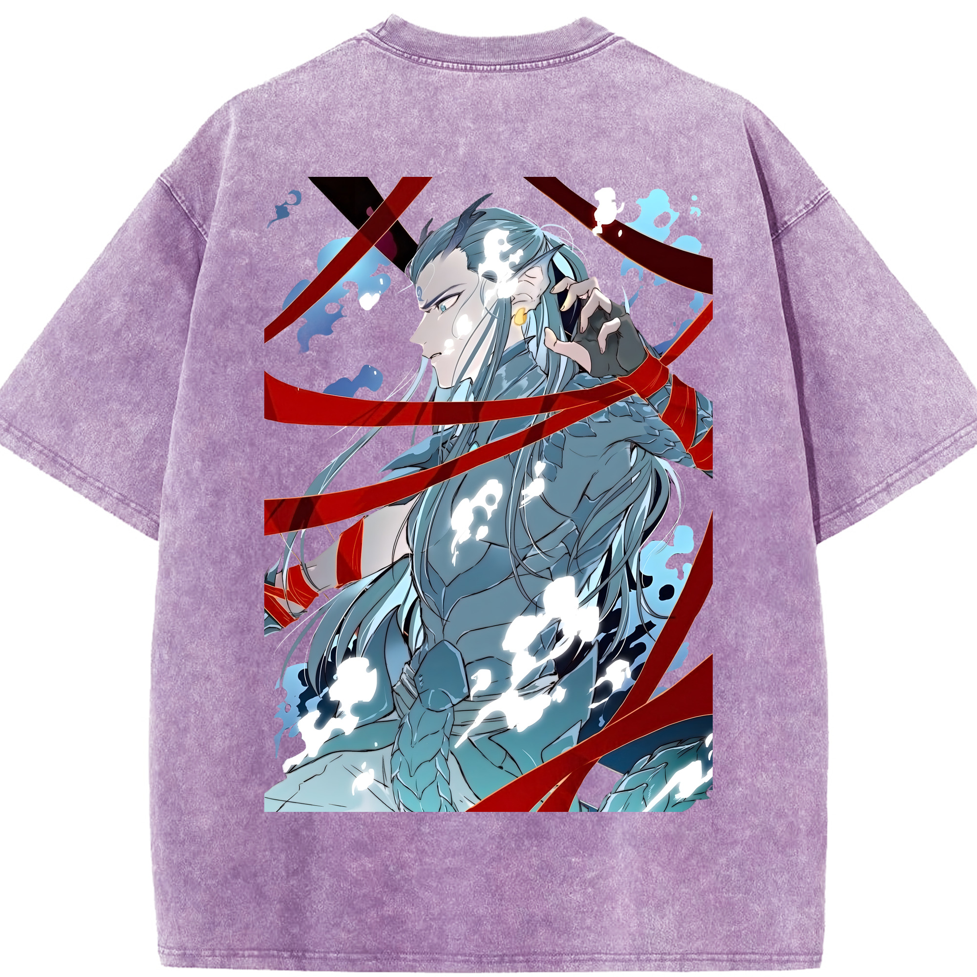 （画像用） Ne Zha 2 ナタ 魔童の大暴れ 綿100% ヴィンテージ風 半袖Tシャツ（背面プリント）