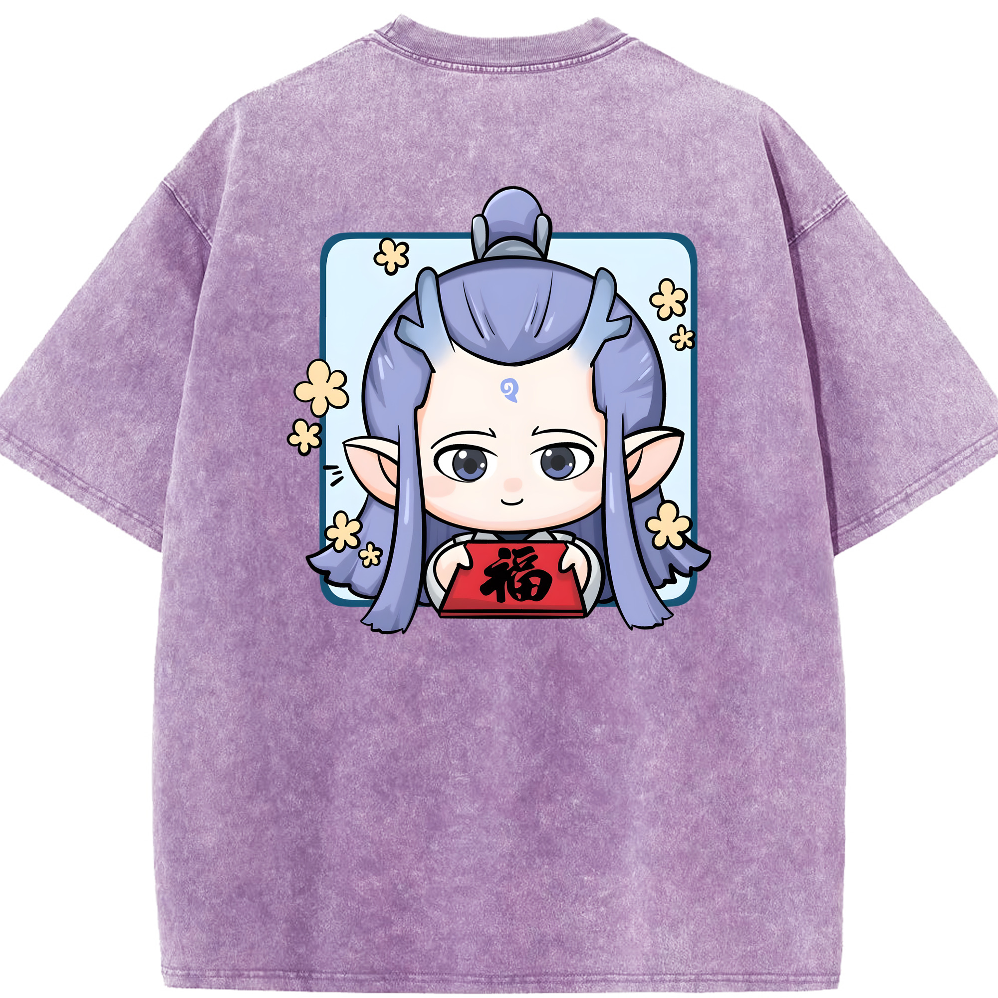 （画像用） Ne Zha 2 ナタ 魔童の大暴れ 綿100% ヴィンテージ風 半袖Tシャツ（背面プリント）