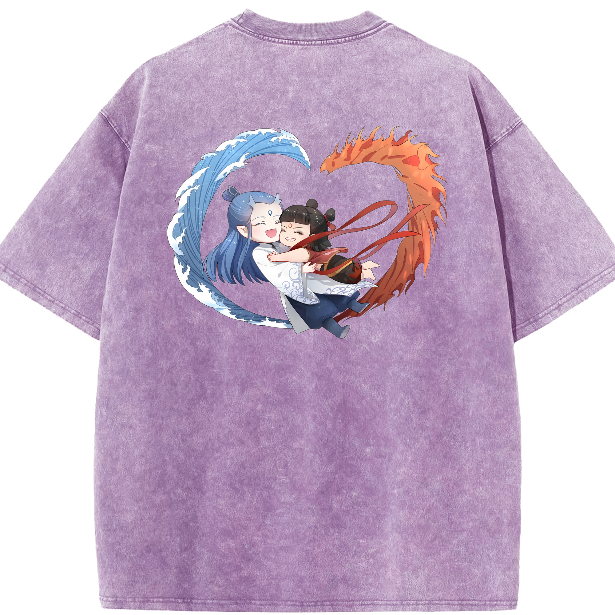 （画像用） Ne Zha 2 ナタ 魔童の大暴れ 綿100% ヴィンテージ風 半袖Tシャツ（背面プリント）
