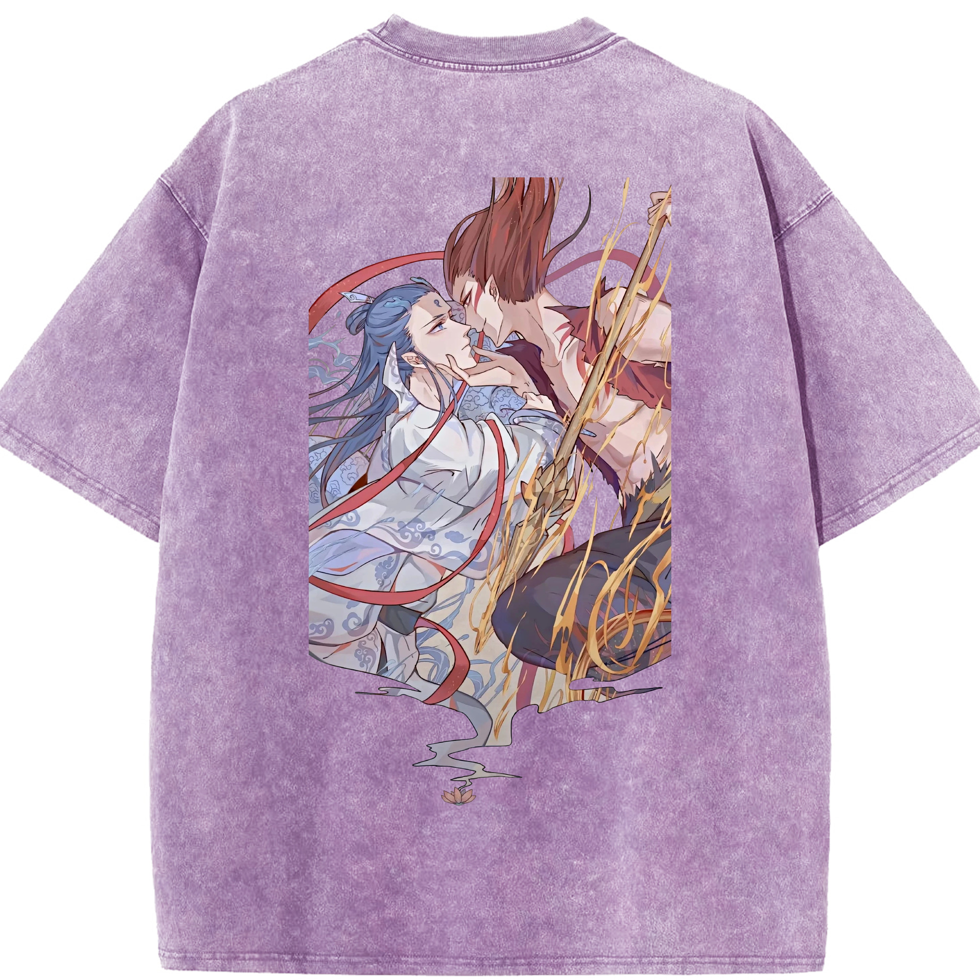 （画像用） Ne Zha 2 ナタ 魔童の大暴れ 綿100% ヴィンテージ風 半袖Tシャツ（背面プリント）