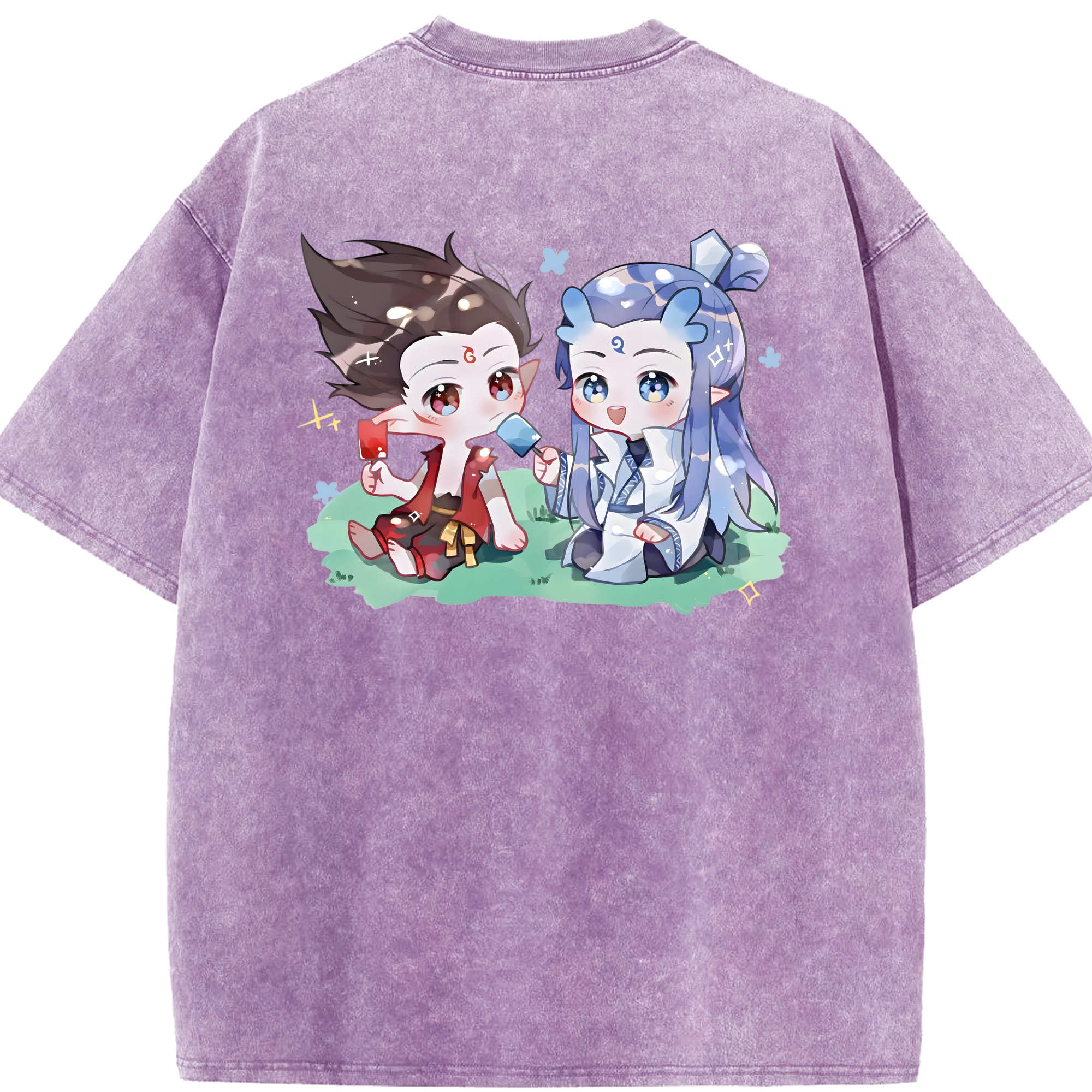 （画像用） Ne Zha 2 ナタ 魔童の大暴れ 綿100% ヴィンテージ風 半袖Tシャツ（背面プリント）
