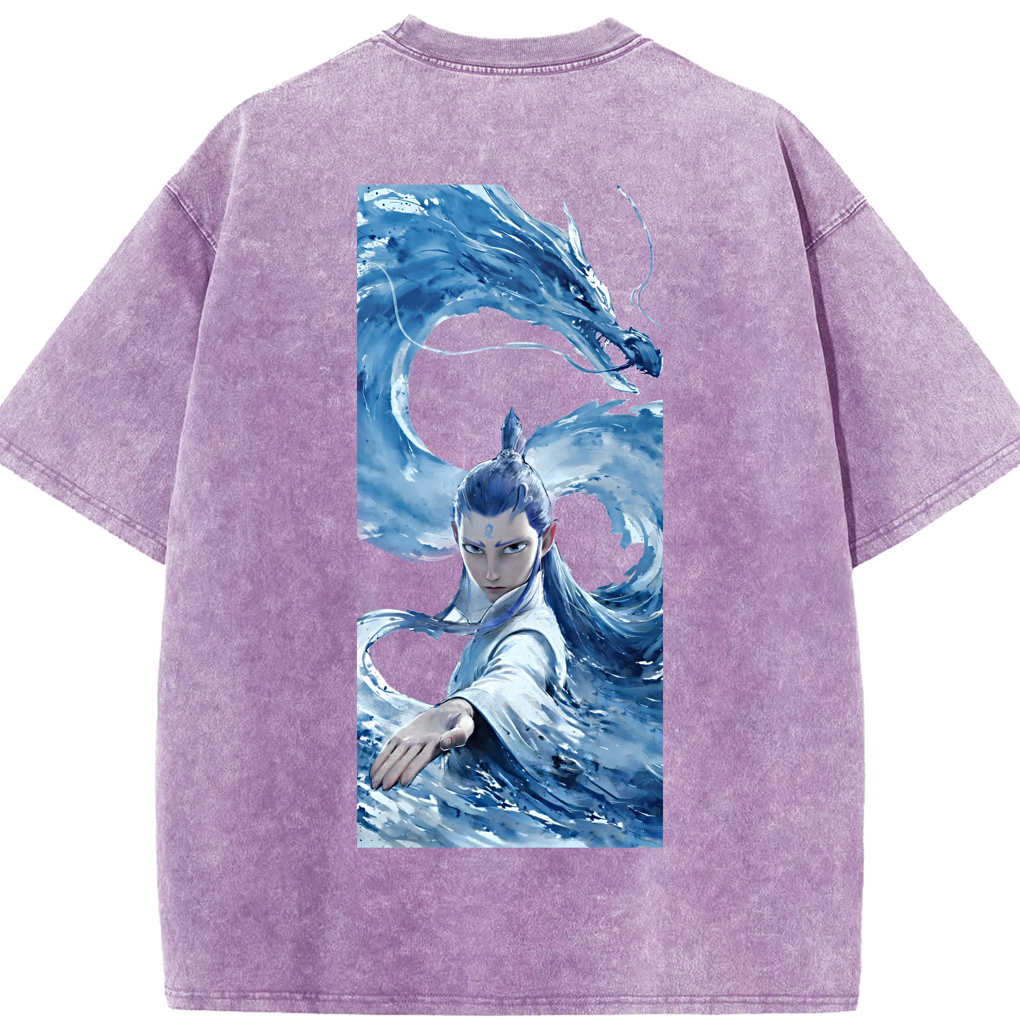 （画像用） Ne Zha 2 ナタ 魔童の大暴れ 綿100% ヴィンテージ風 半袖Tシャツ（背面プリント）