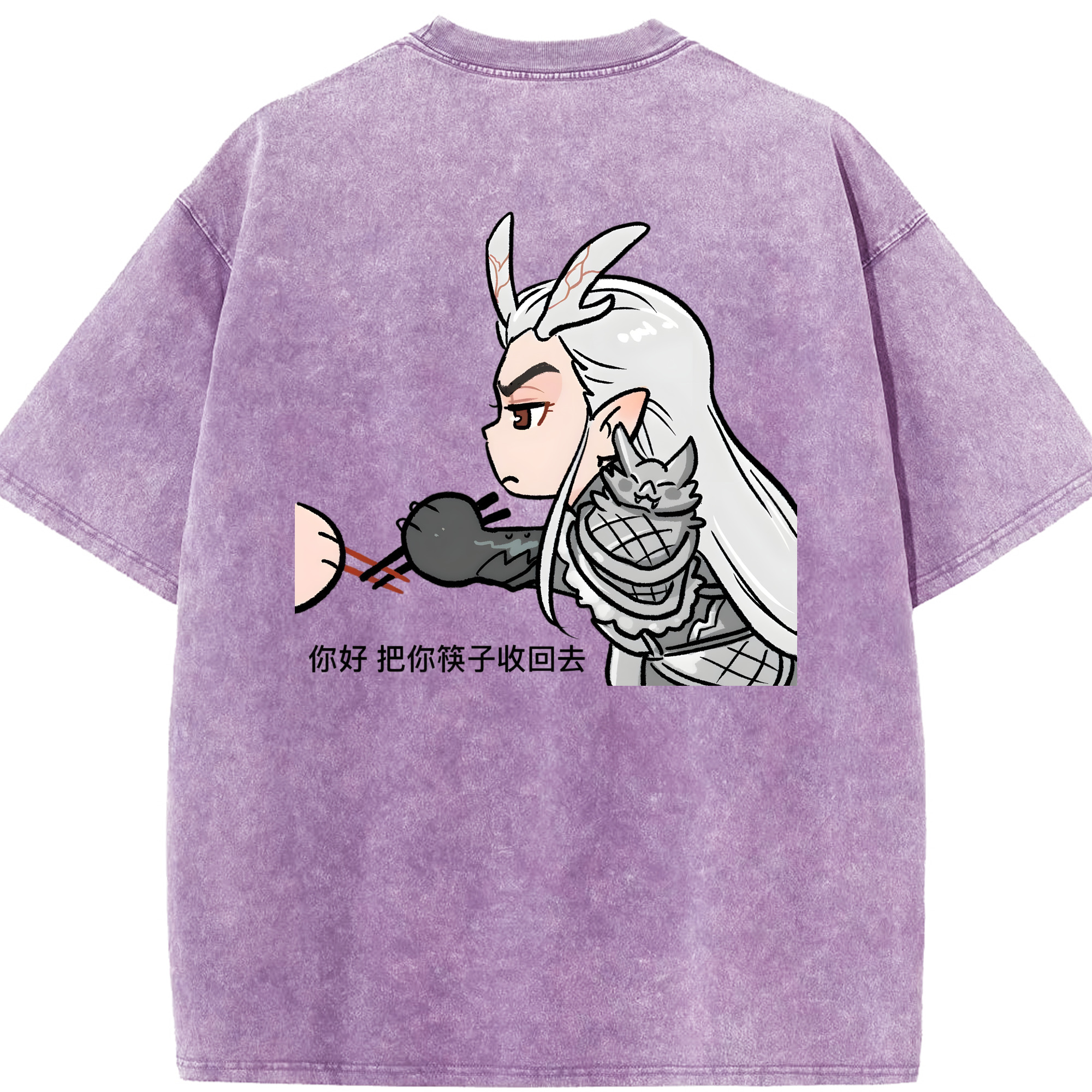 （画像用） Ne Zha 2 ナタ 魔童の大暴れ 綿100% ヴィンテージ風 半袖Tシャツ（背面プリント）