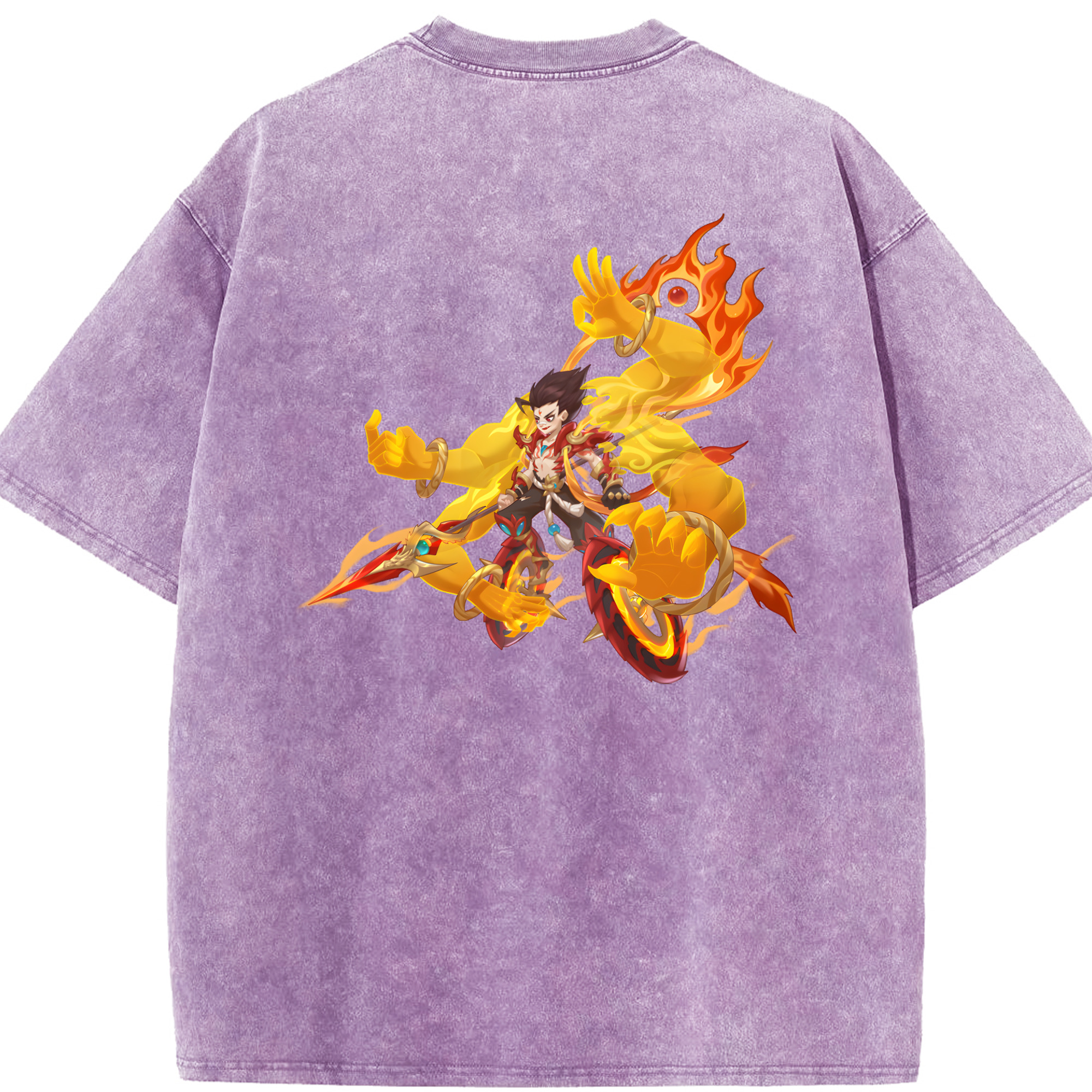 （画像用） Ne Zha 2 ナタ 魔童の大暴れ 綿100% ヴィンテージ風 半袖Tシャツ（背面プリント）