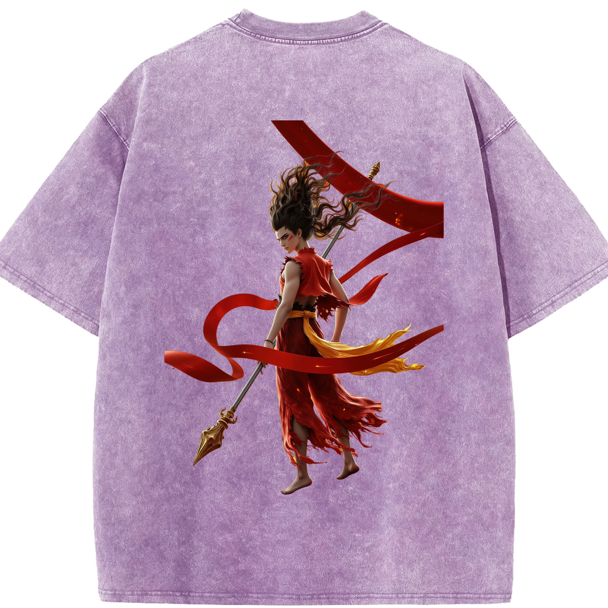 （画像用） Ne Zha 2 ナタ 魔童の大暴れ 綿100% ヴィンテージ風 半袖Tシャツ（背面プリント）