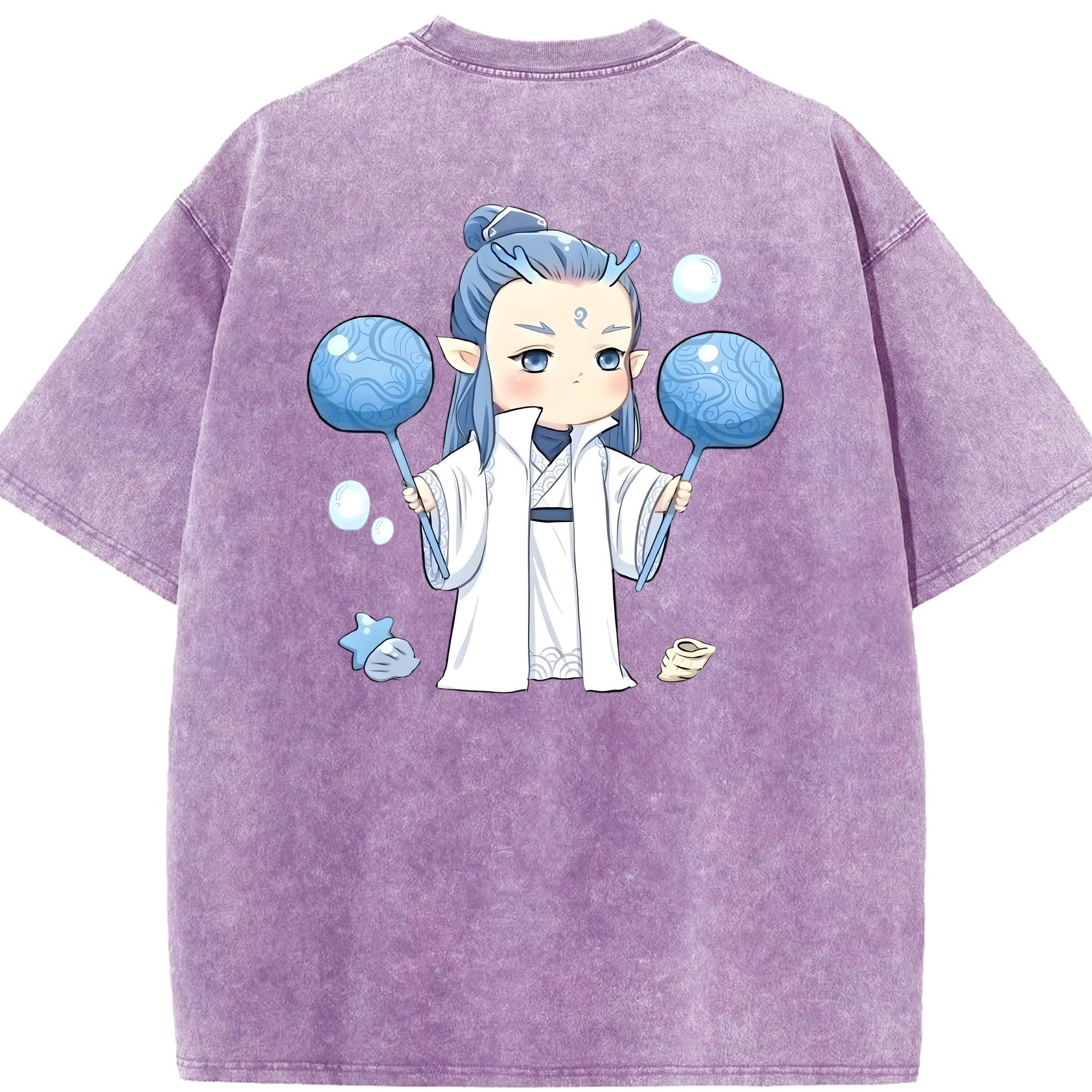 （画像用） Ne Zha 2 ナタ 魔童の大暴れ 綿100% ヴィンテージ風 半袖Tシャツ（背面プリント）