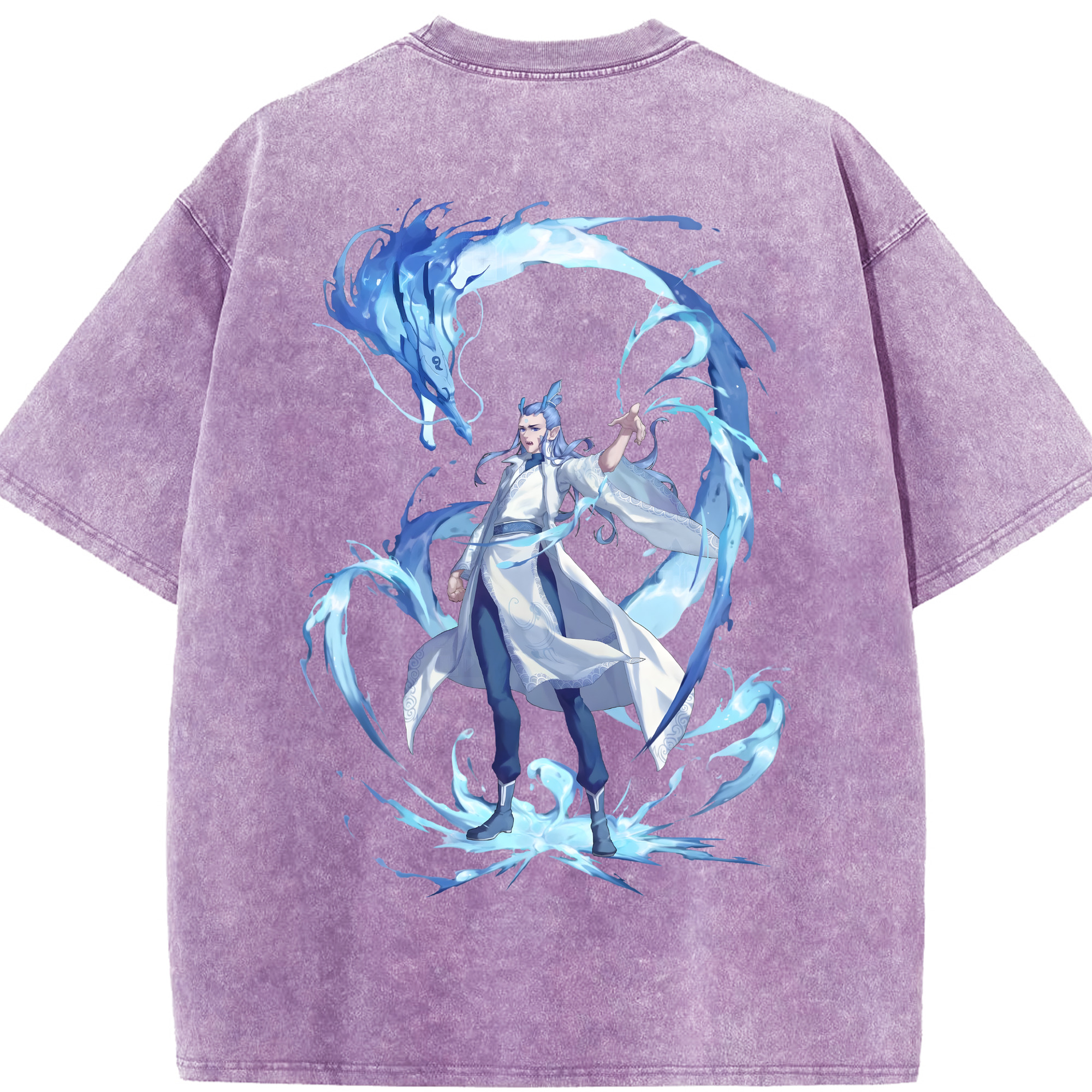 （画像用） Ne Zha 2 ナタ 魔童の大暴れ 綿100% ヴィンテージ風 半袖Tシャツ（背面プリント）