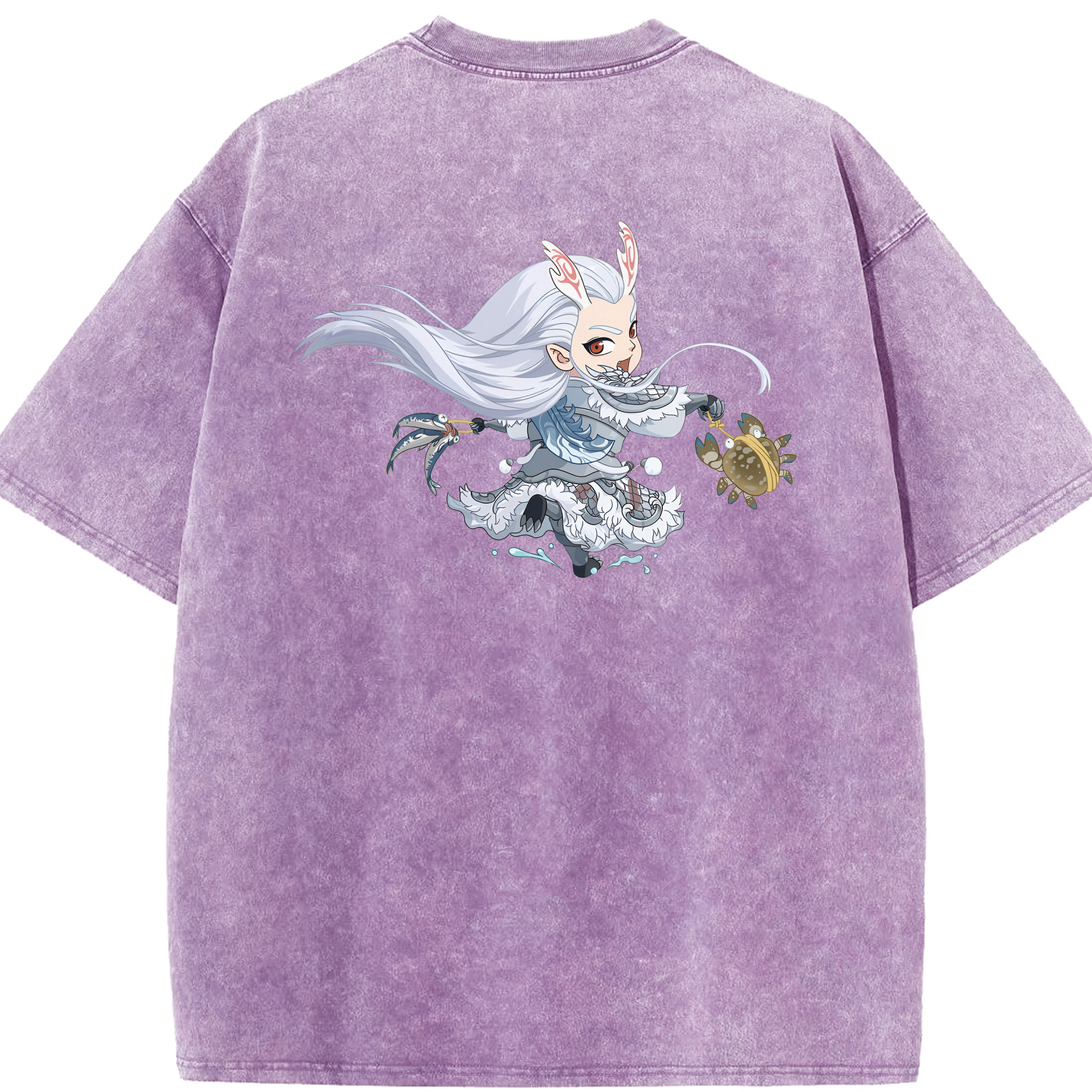 （画像用） Ne Zha 2 ナタ 魔童の大暴れ 綿100% ヴィンテージ風 半袖Tシャツ（背面プリント）