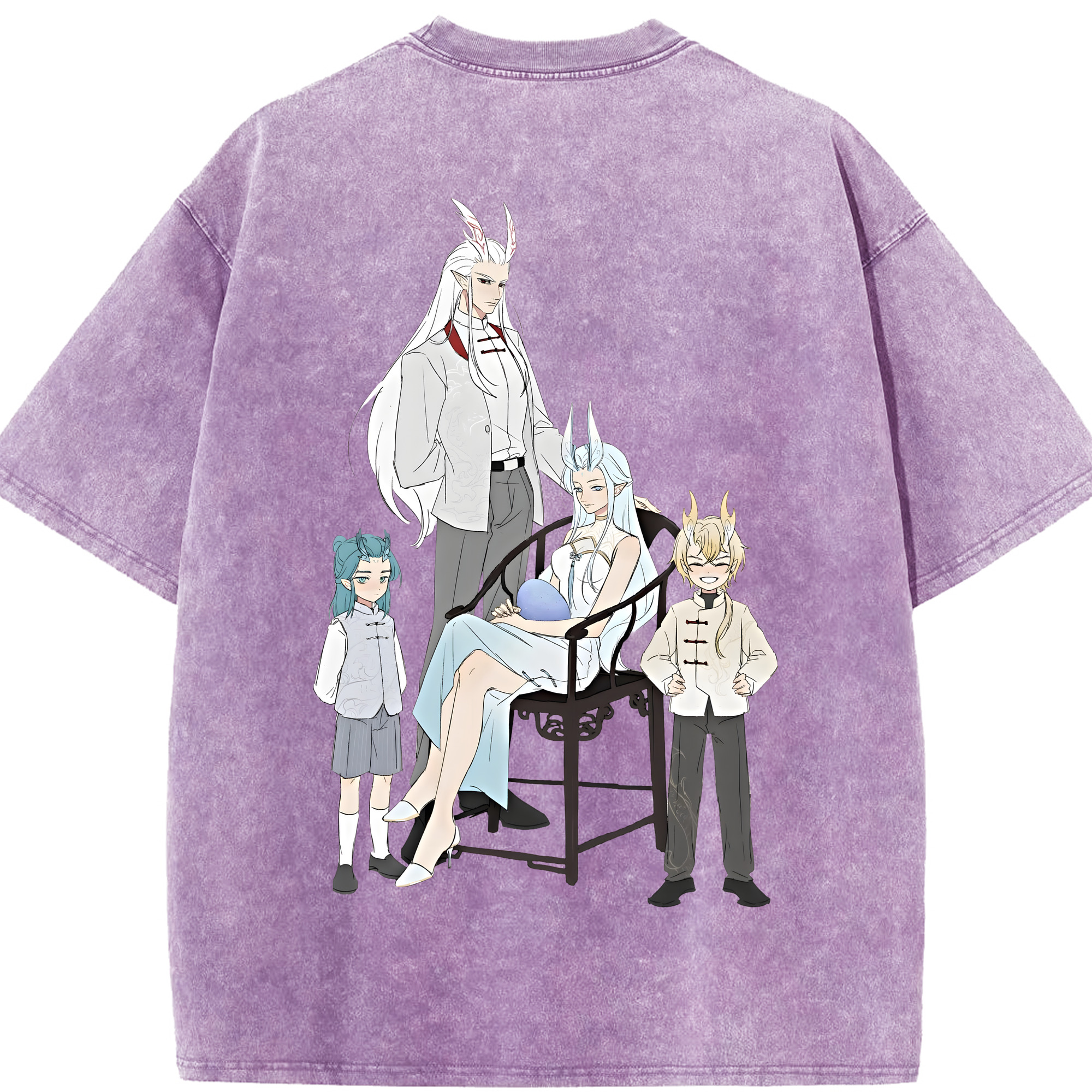 （画像用） Ne Zha 2 ナタ 魔童の大暴れ 綿100% ヴィンテージ風 半袖Tシャツ（背面プリント）