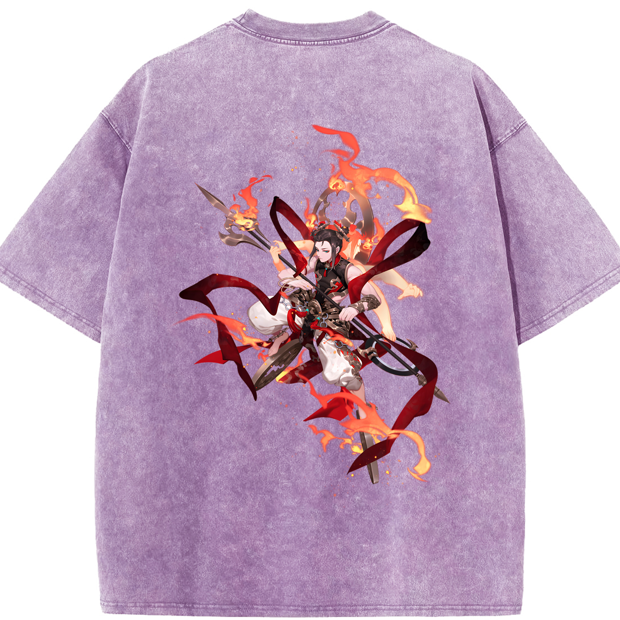 （画像用） Ne Zha 2 ナタ 魔童の大暴れ 綿100% ヴィンテージ風 半袖Tシャツ（背面プリント）