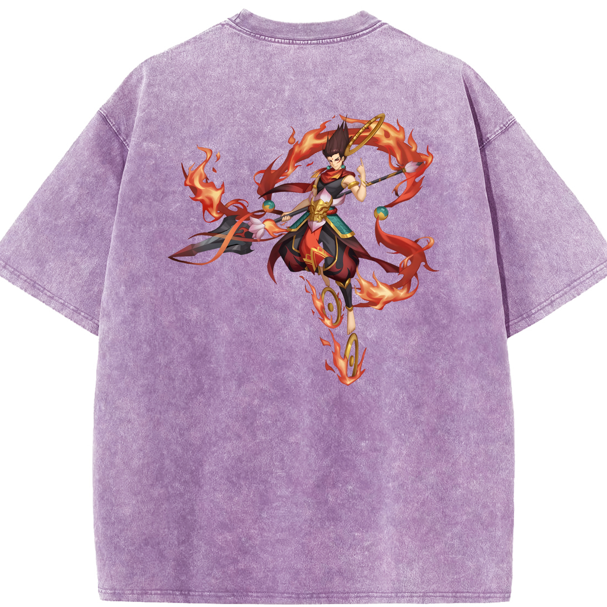 （画像用） Ne Zha 2 ナタ 魔童の大暴れ 綿100% ヴィンテージ風 半袖Tシャツ（背面プリント）