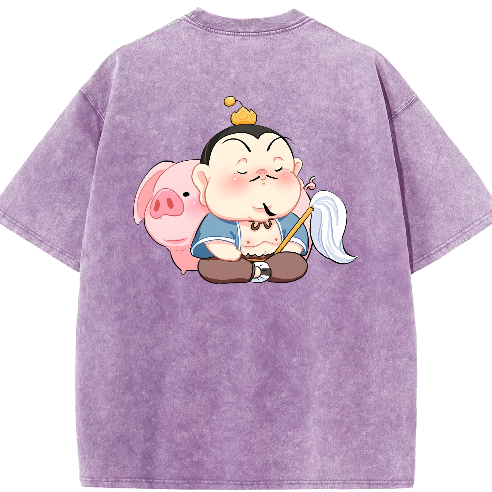 （画像用） Ne Zha 2 ナタ 魔童の大暴れ 綿100% ヴィンテージ風 半袖Tシャツ（背面プリント）