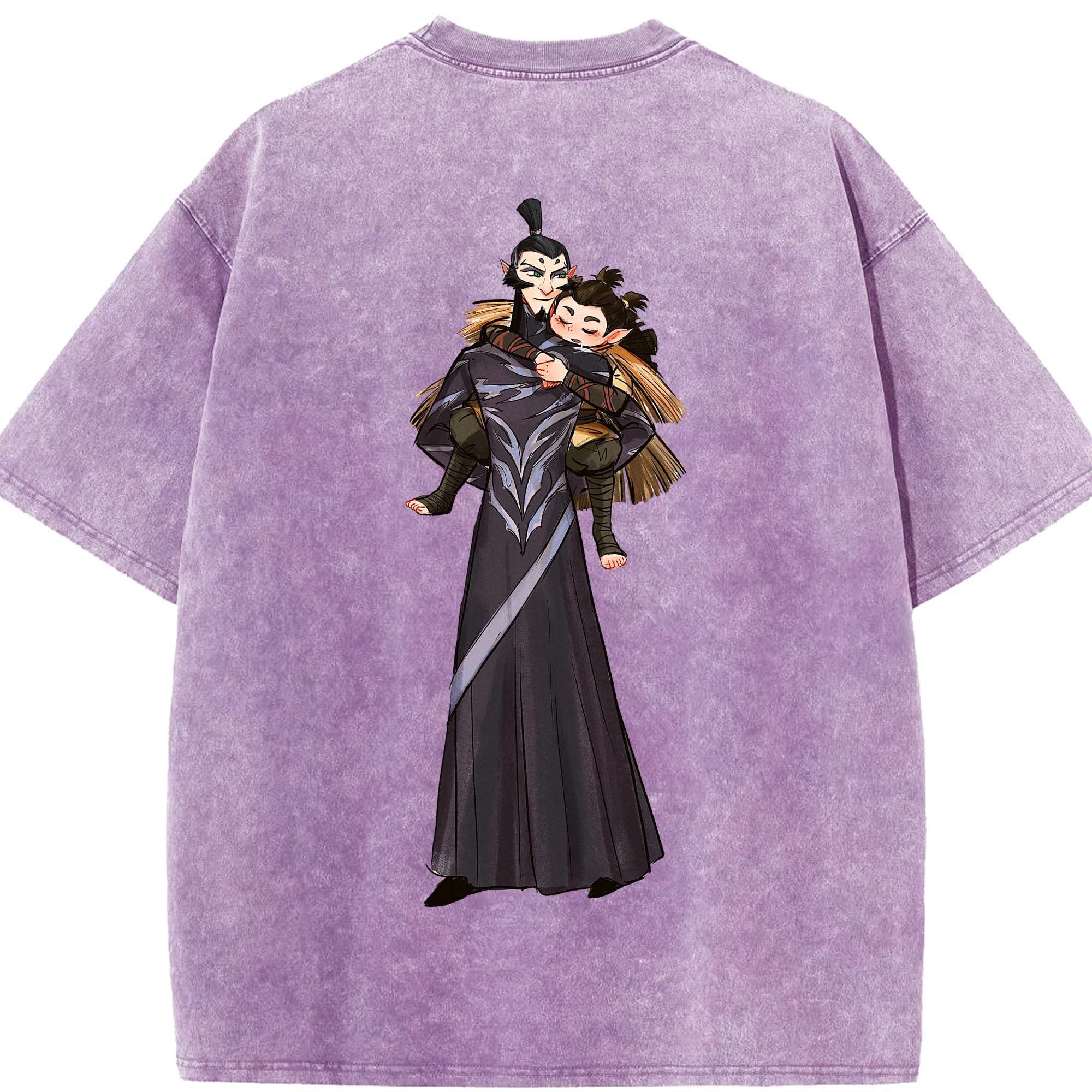 （画像用） Ne Zha 2 ナタ 魔童の大暴れ 綿100% ヴィンテージ風 半袖Tシャツ（背面プリント）