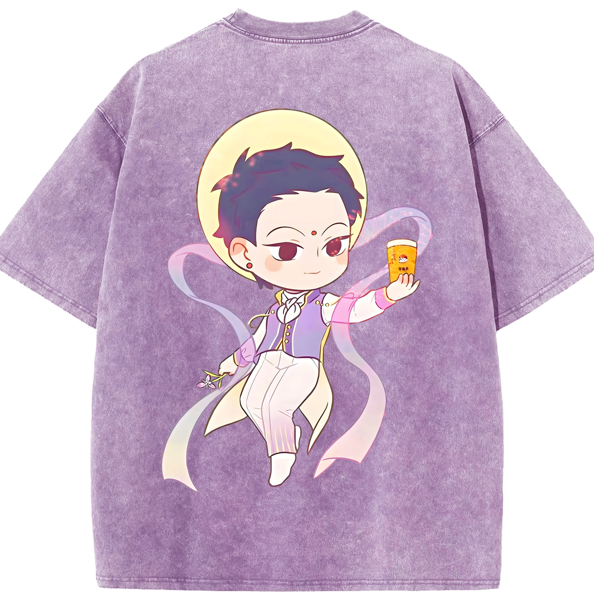 （画像用） Ne Zha 2 ナタ 魔童の大暴れ 綿100% ヴィンテージ風 半袖Tシャツ（背面プリント）