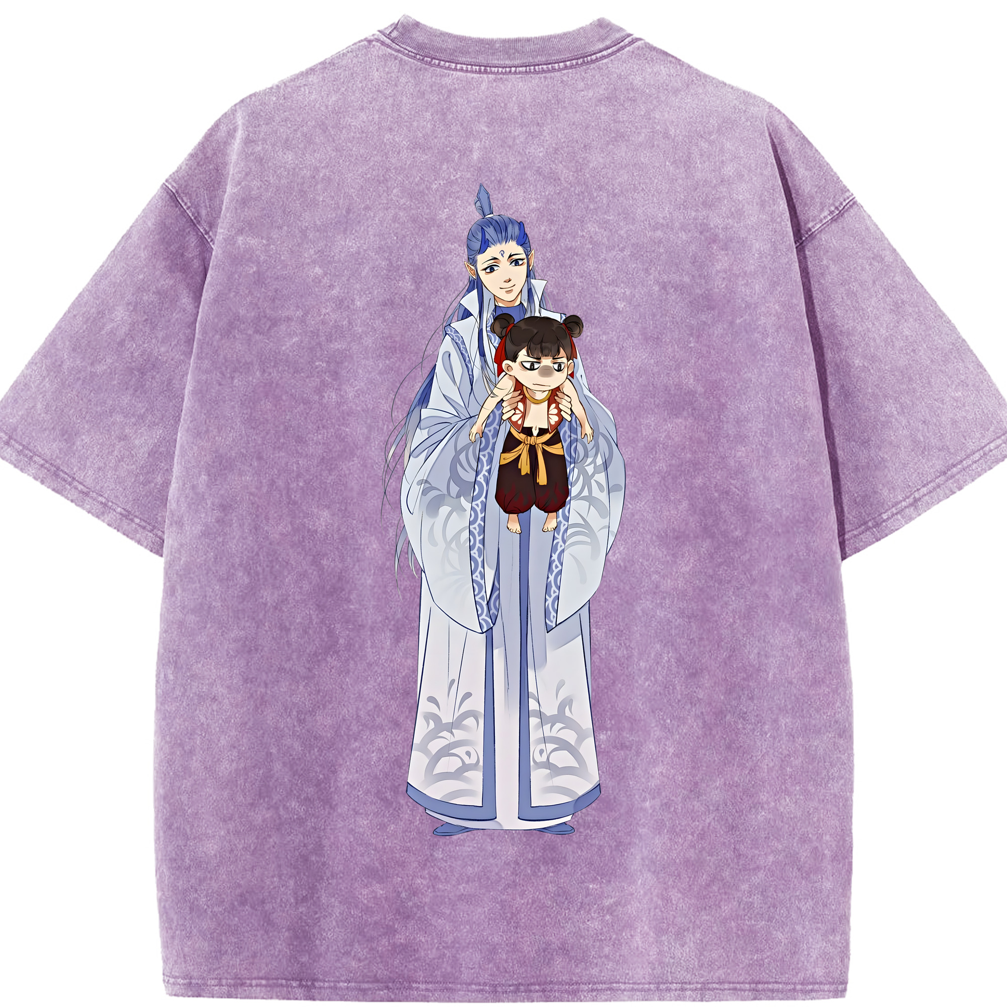 （画像用） Ne Zha 2 ナタ 魔童の大暴れ 綿100% ヴィンテージ風 半袖Tシャツ（背面プリント）