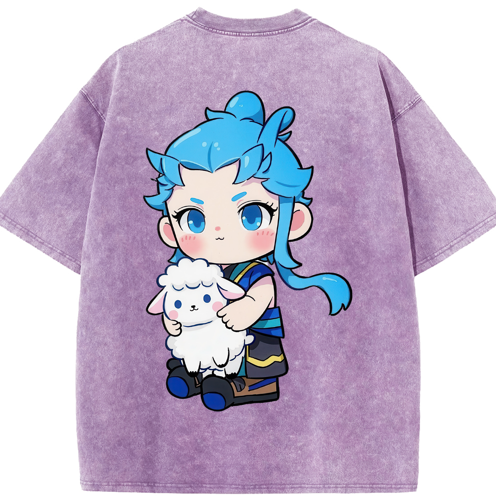 （画像用） Ne Zha 2 ナタ 魔童の大暴れ 綿100% ヴィンテージ風 半袖Tシャツ（背面プリント）