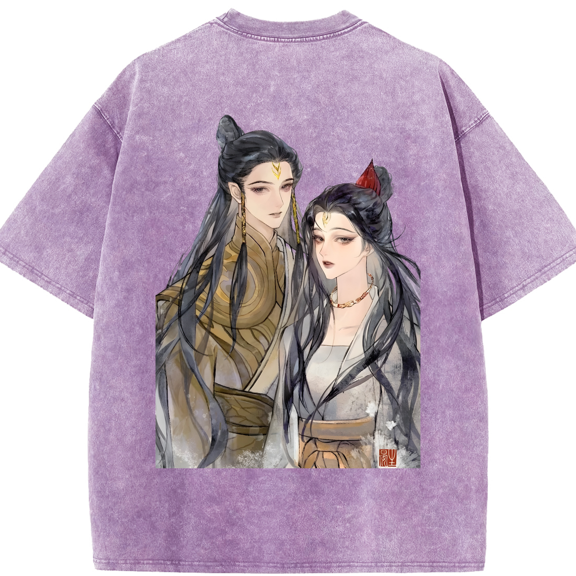 （画像用） Ne Zha 2 ナタ 魔童の大暴れ 綿100% ヴィンテージ風 半袖Tシャツ（背面プリント）