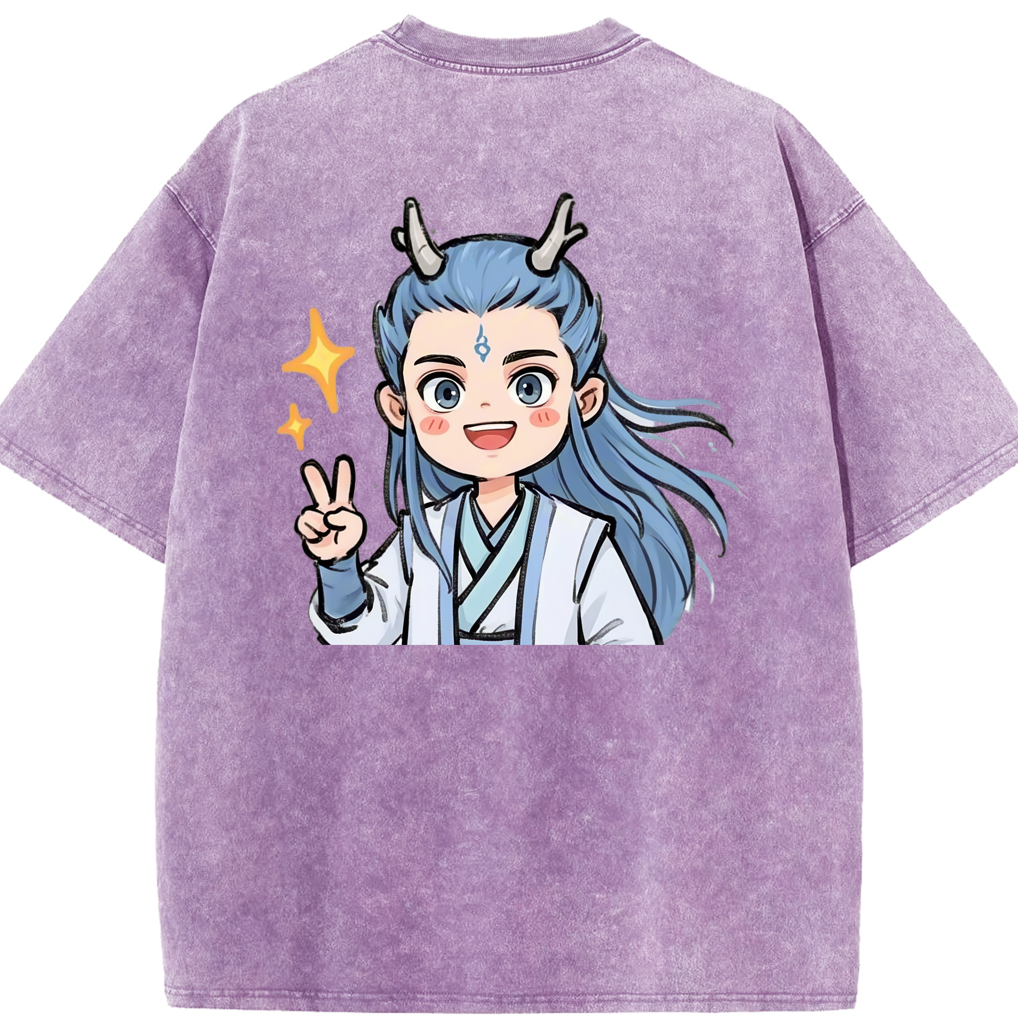 （画像用） Ne Zha 2 ナタ 魔童の大暴れ 綿100% ヴィンテージ風 半袖Tシャツ（背面プリント）