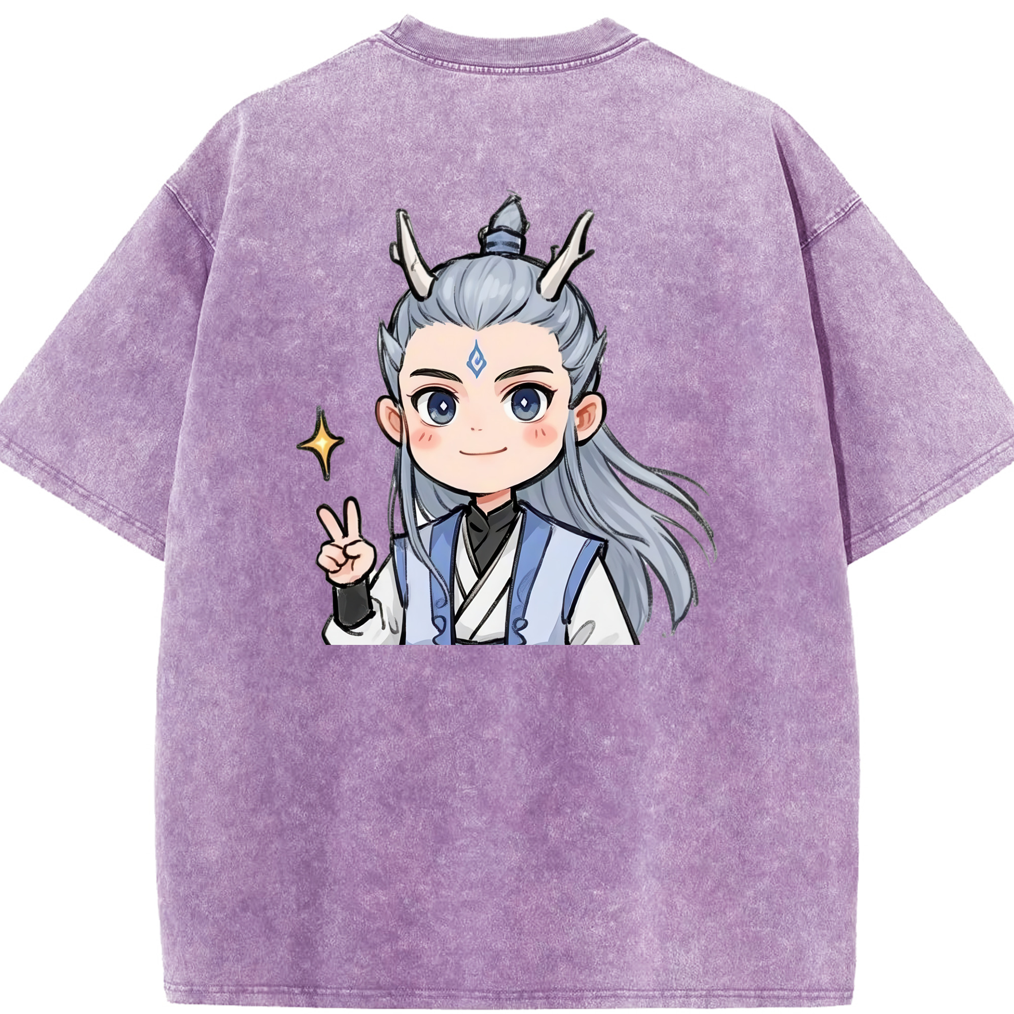 （画像用） Ne Zha 2 ナタ 魔童の大暴れ 綿100% ヴィンテージ風 半袖Tシャツ（背面プリント）