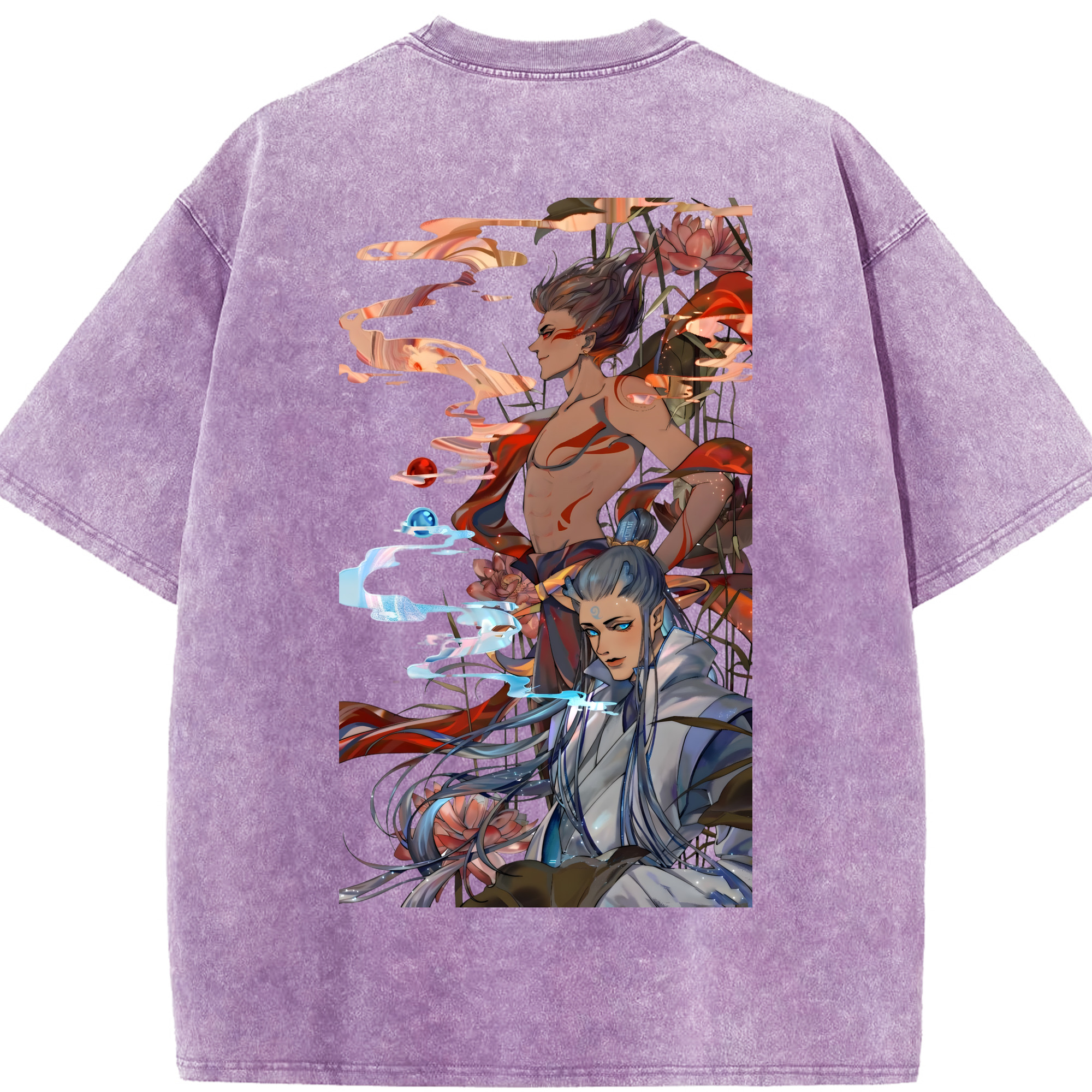 （画像用） Ne Zha 2 ナタ 魔童の大暴れ 綿100% ヴィンテージ風 半袖Tシャツ（背面プリント）