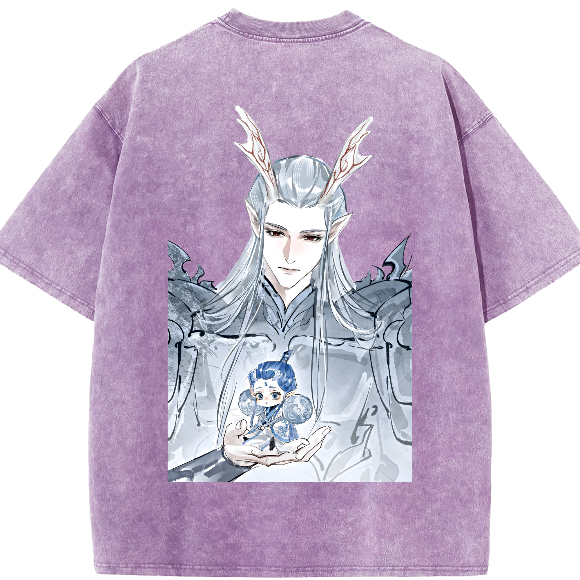 （画像用） Ne Zha 2 ナタ 魔童の大暴れ 綿100% ヴィンテージ風 半袖Tシャツ（背面プリント）
