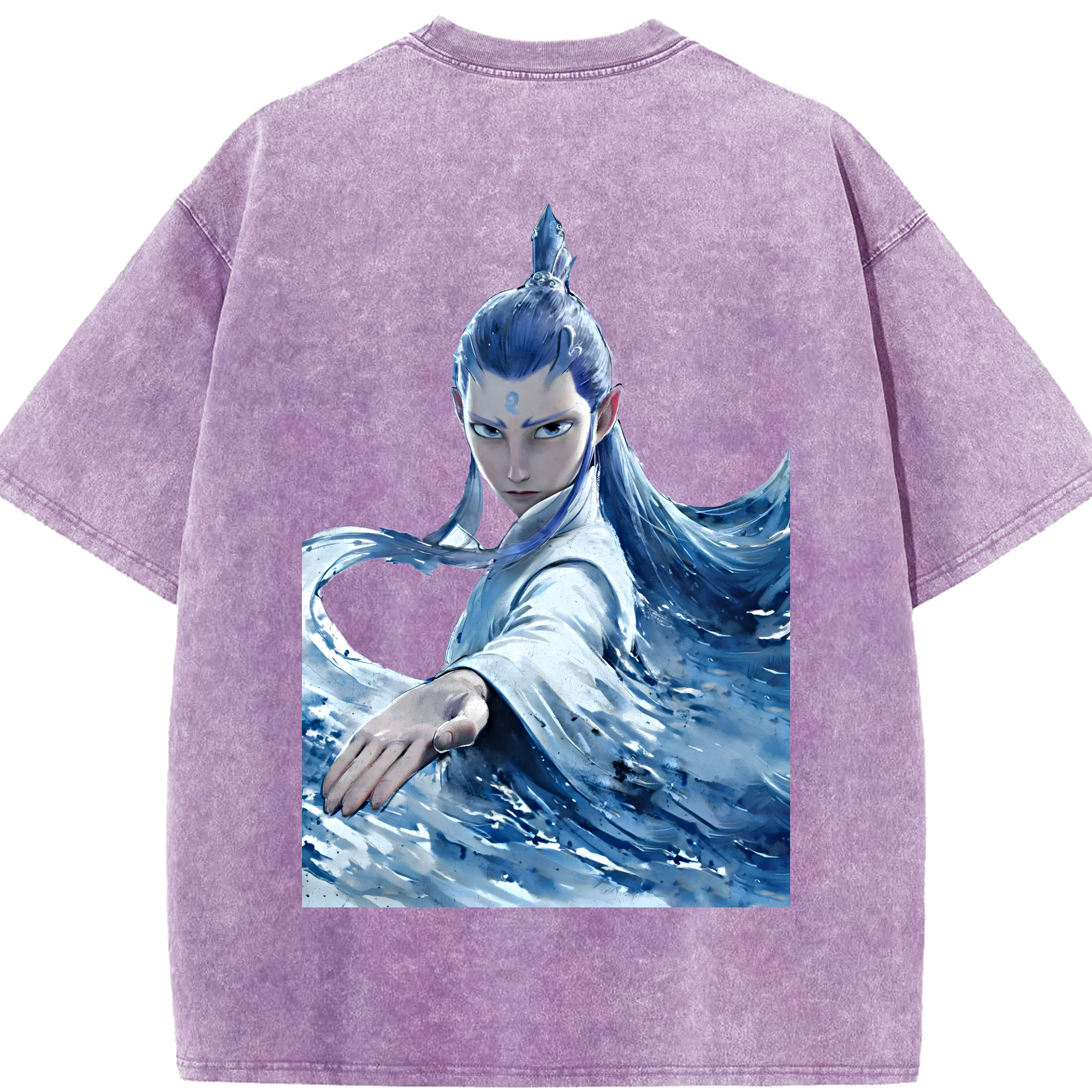 （画像用） Ne Zha 2 ナタ 魔童の大暴れ 綿100% ヴィンテージ風 半袖Tシャツ（背面プリント）
