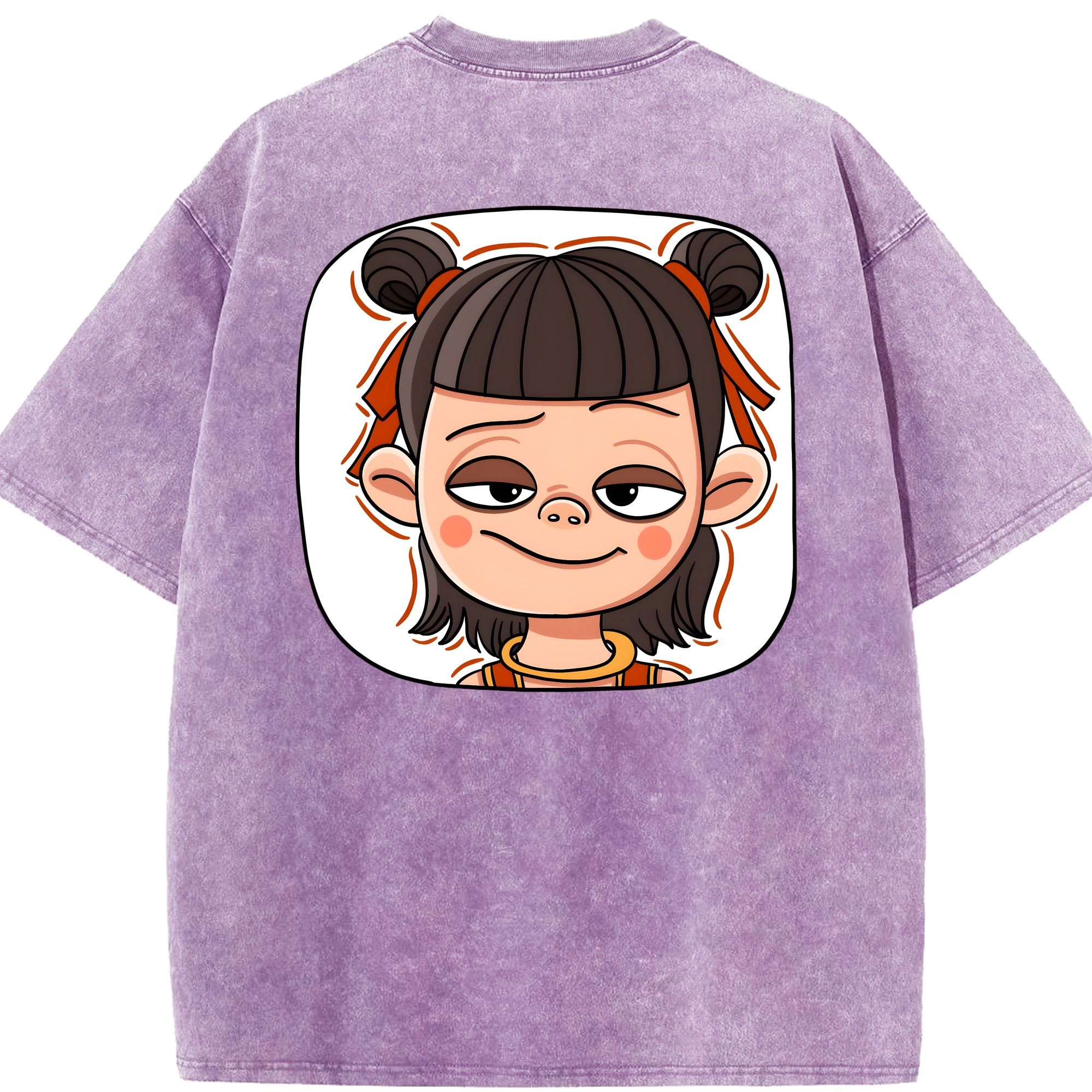 （画像用） Ne Zha 2 ナタ 魔童の大暴れ 綿100% ヴィンテージ風 半袖Tシャツ（背面プリント）