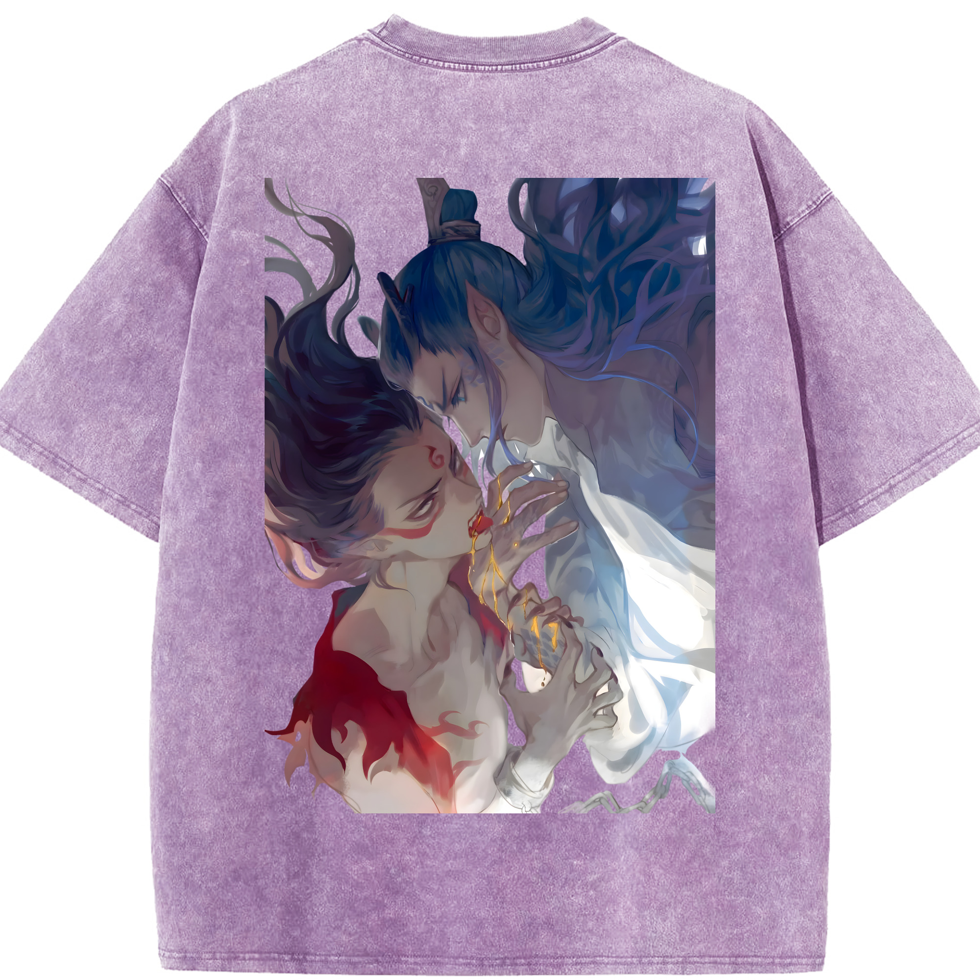 （画像用） Ne Zha 2 ナタ 魔童の大暴れ 綿100% ヴィンテージ風 半袖Tシャツ（背面プリント）