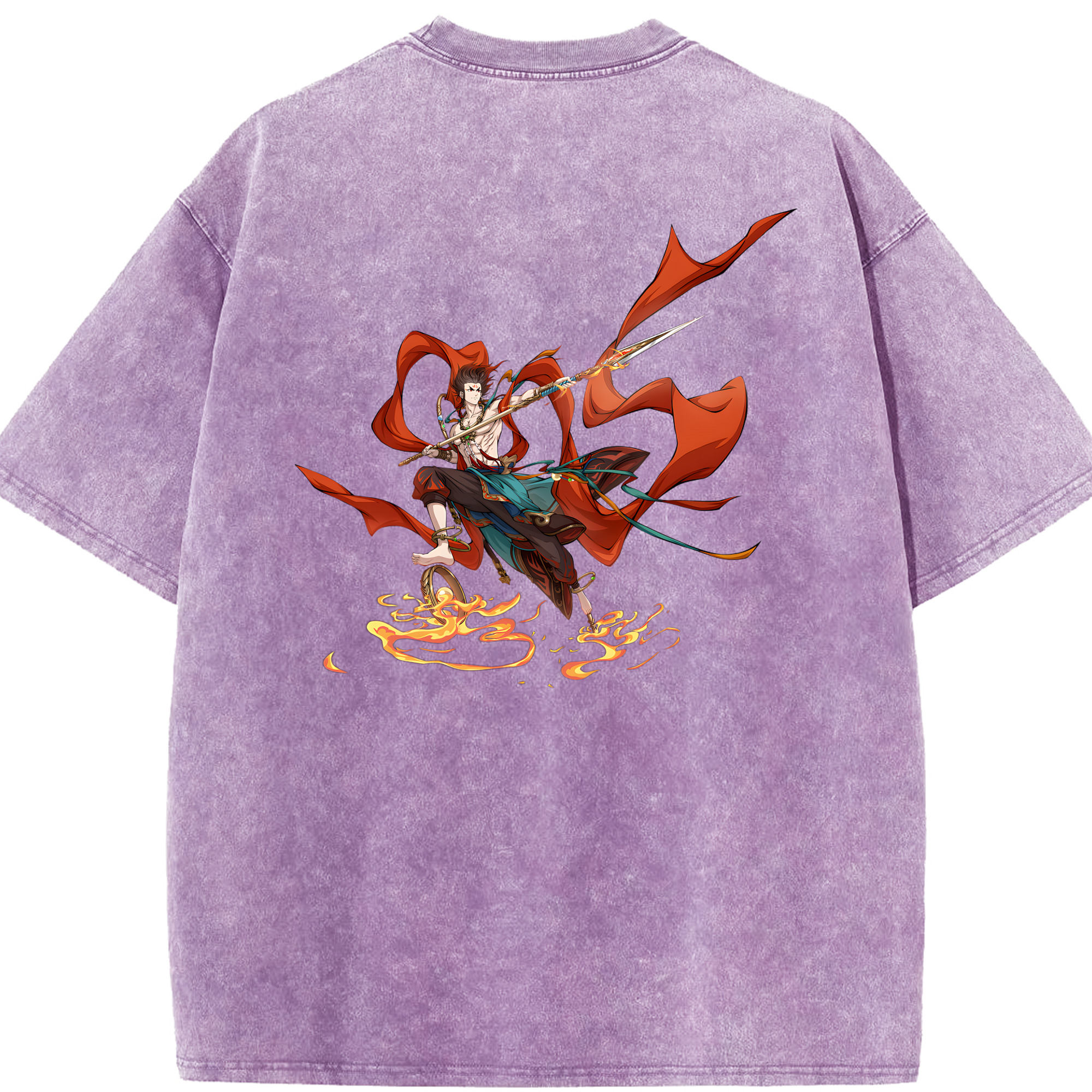 （画像用） Ne Zha 2 ナタ 魔童の大暴れ 綿100% ヴィンテージ風 半袖Tシャツ（背面プリント）