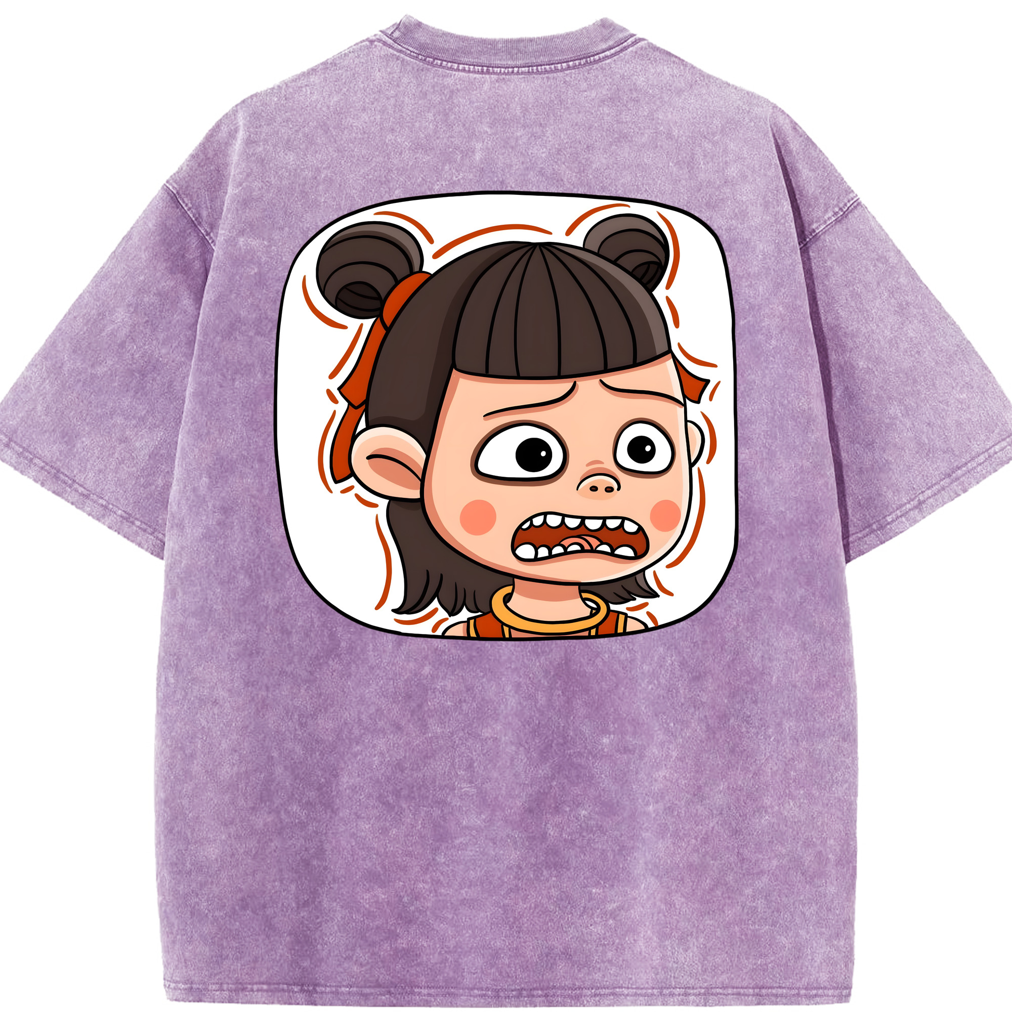（画像用） Ne Zha 2 ナタ 魔童の大暴れ 綿100% ヴィンテージ風 半袖Tシャツ（背面プリント）