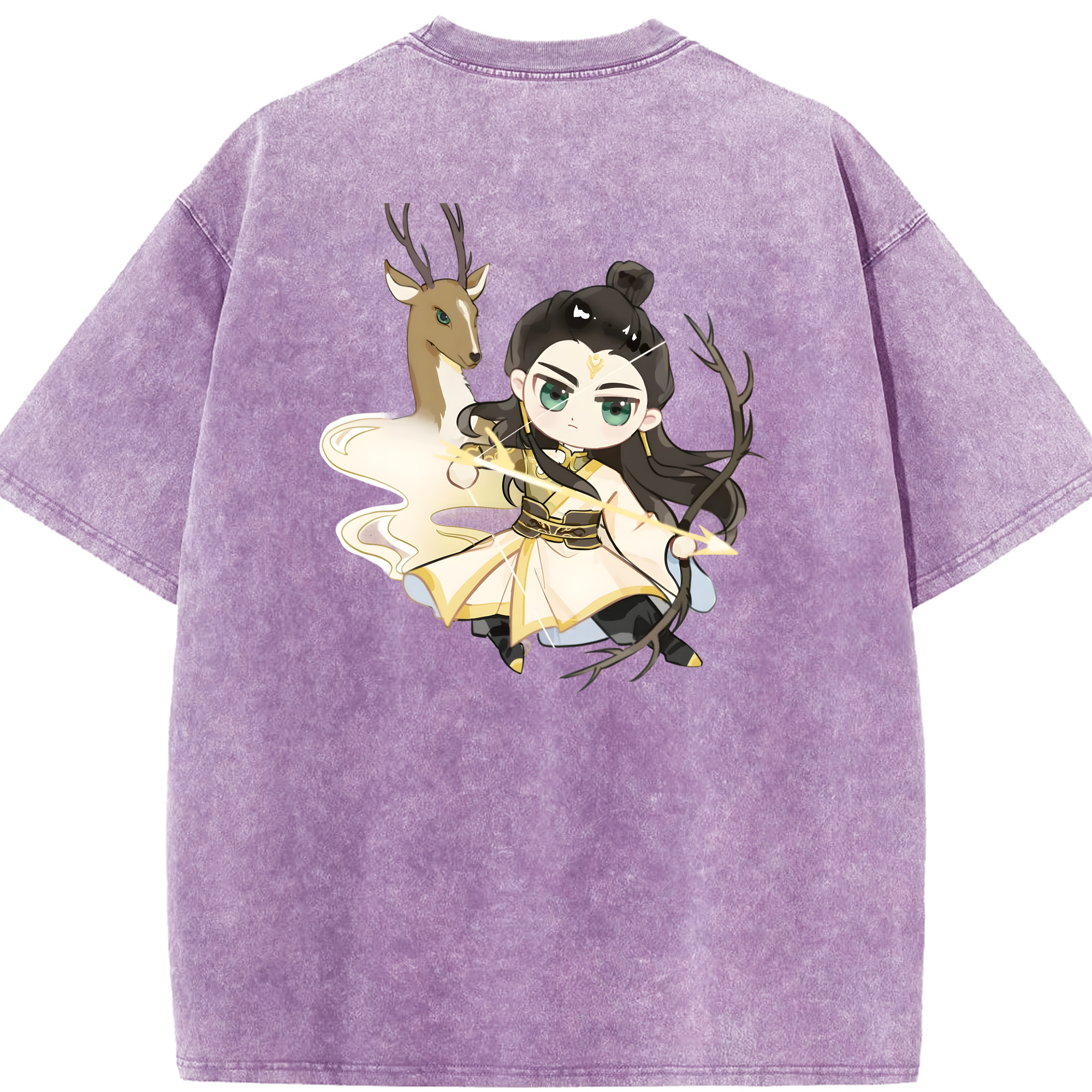 （画像用） Ne Zha 2 ナタ 魔童の大暴れ 綿100% ヴィンテージ風 半袖Tシャツ（背面プリント）