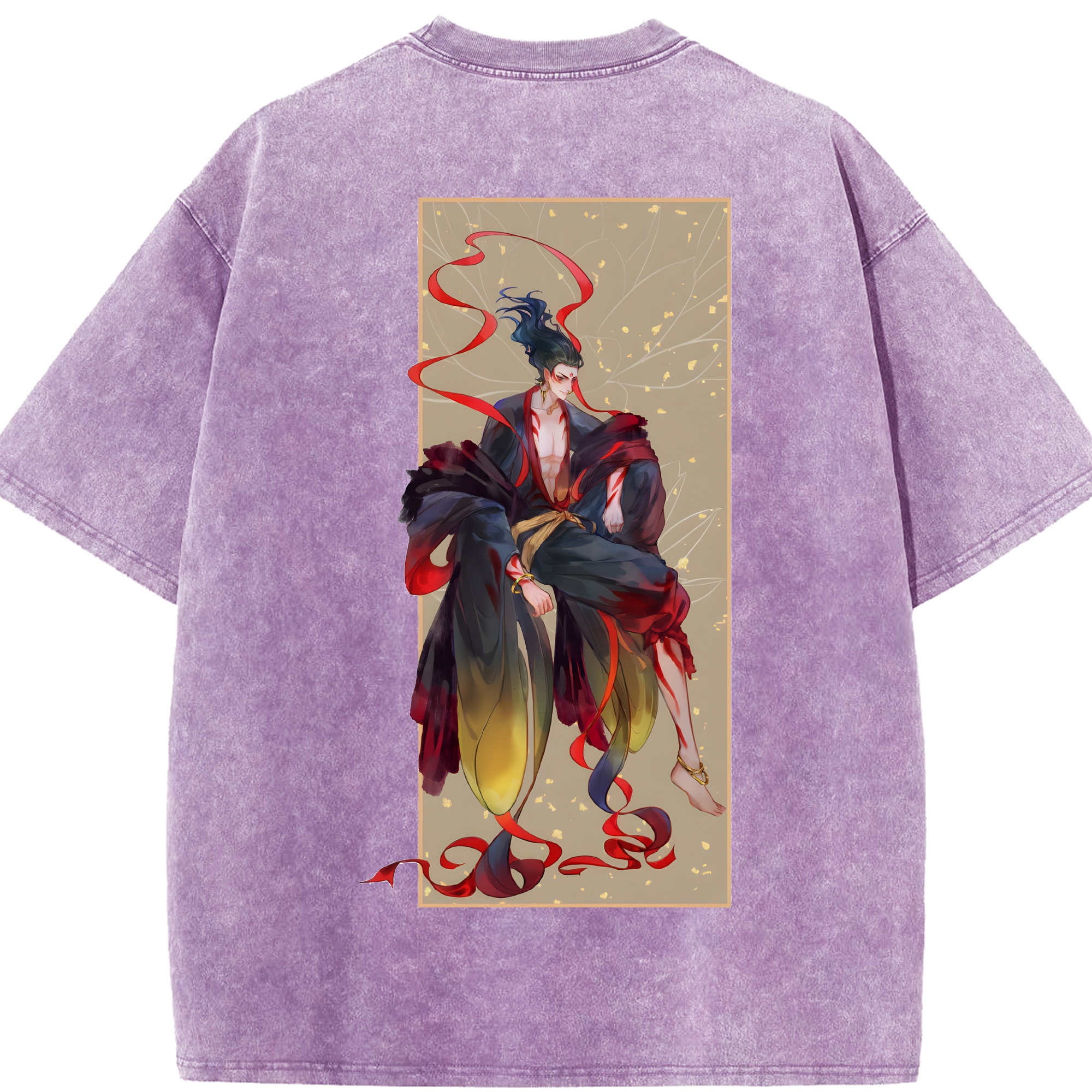 （画像用） Ne Zha 2 ナタ 魔童の大暴れ 綿100% ヴィンテージ風 半袖Tシャツ（背面プリント）