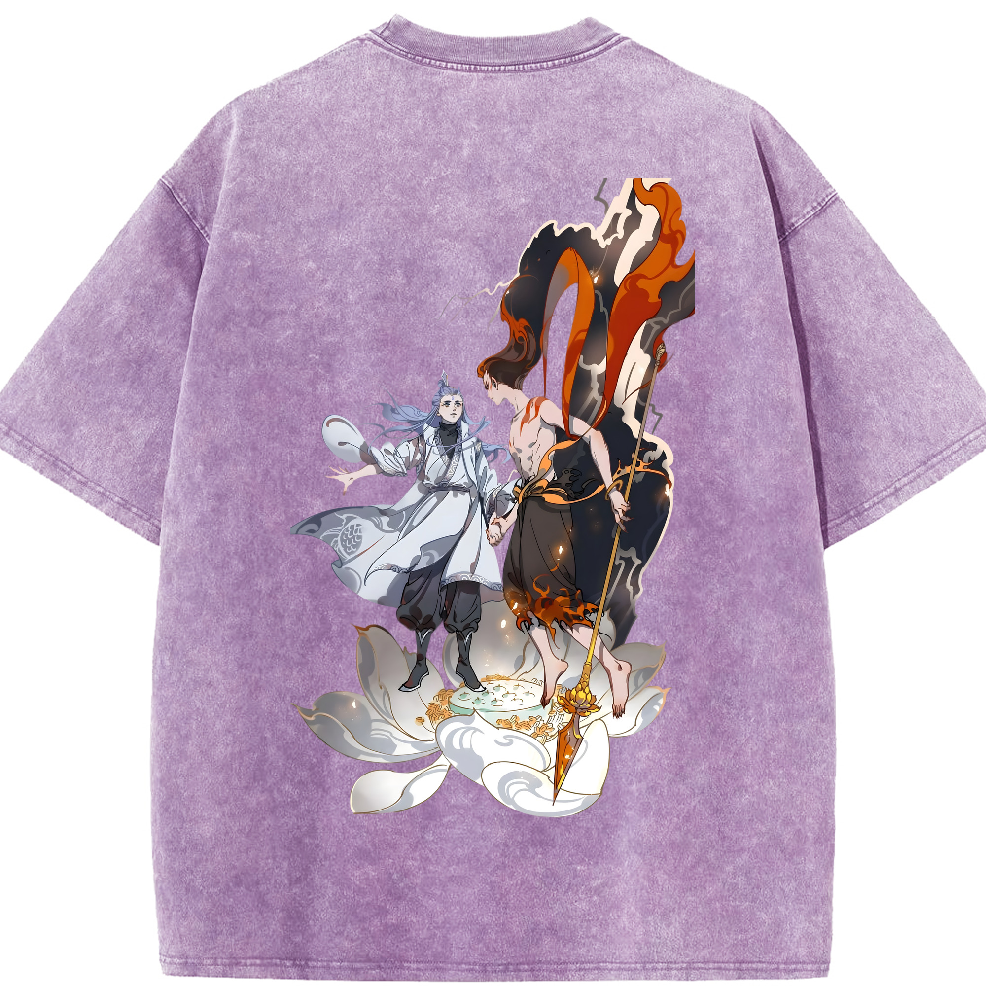 （画像用） Ne Zha 2 ナタ 魔童の大暴れ 綿100% ヴィンテージ風 半袖Tシャツ（背面プリント）