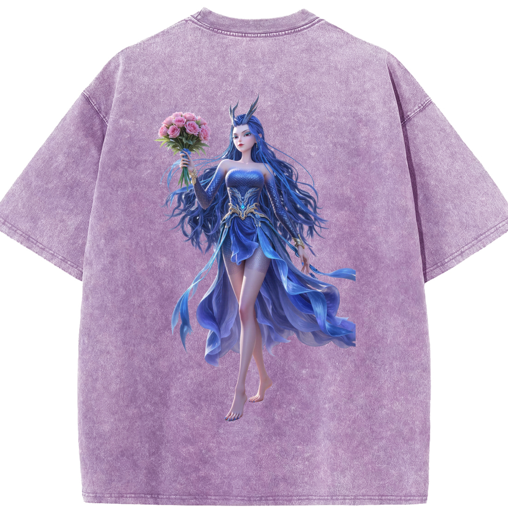 （画像用） Ne Zha 2 ナタ 魔童の大暴れ 綿100% ヴィンテージ風 半袖Tシャツ（背面プリント）