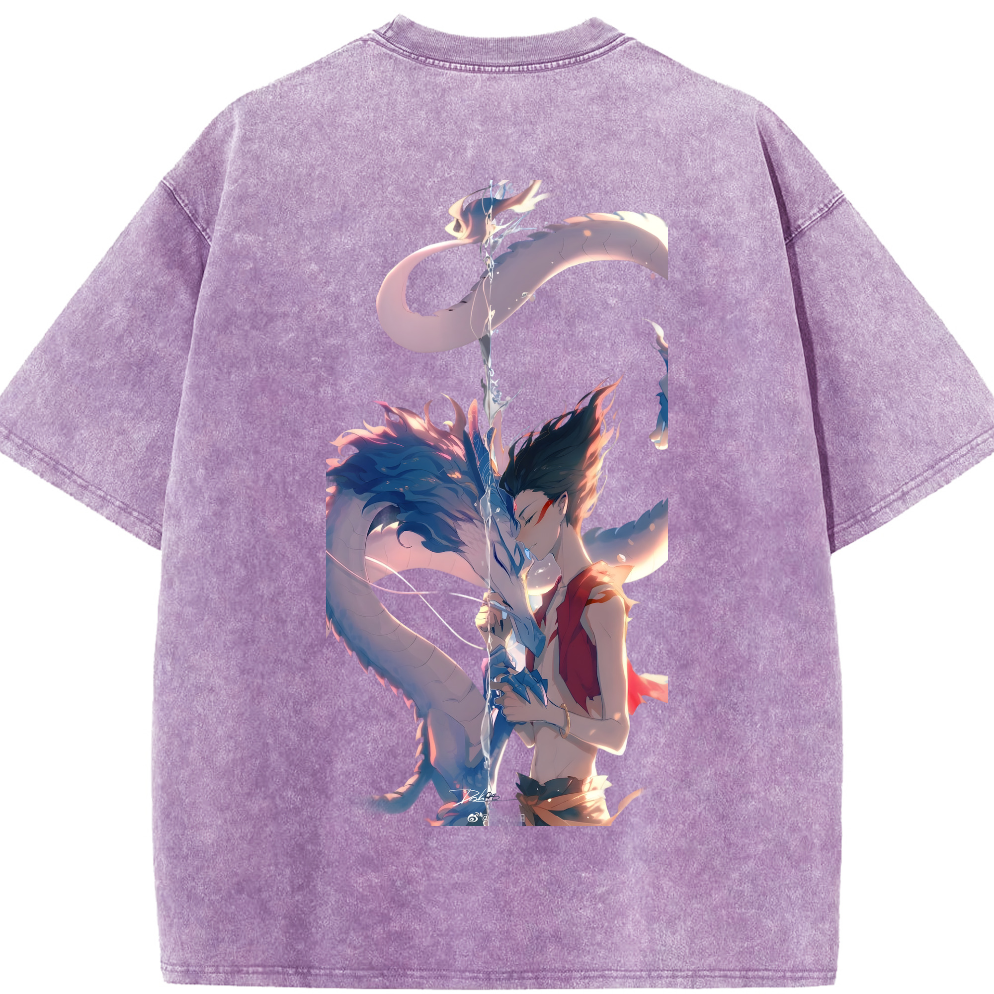 （画像用） Ne Zha 2 ナタ 魔童の大暴れ 綿100% ヴィンテージ風 半袖Tシャツ（背面プリント）