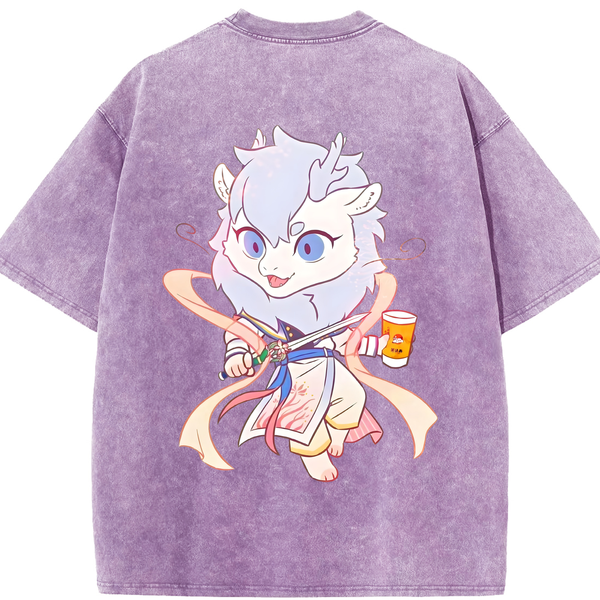 （画像用） Ne Zha 2 ナタ 魔童の大暴れ 綿100% ヴィンテージ風 半袖Tシャツ（背面プリント）