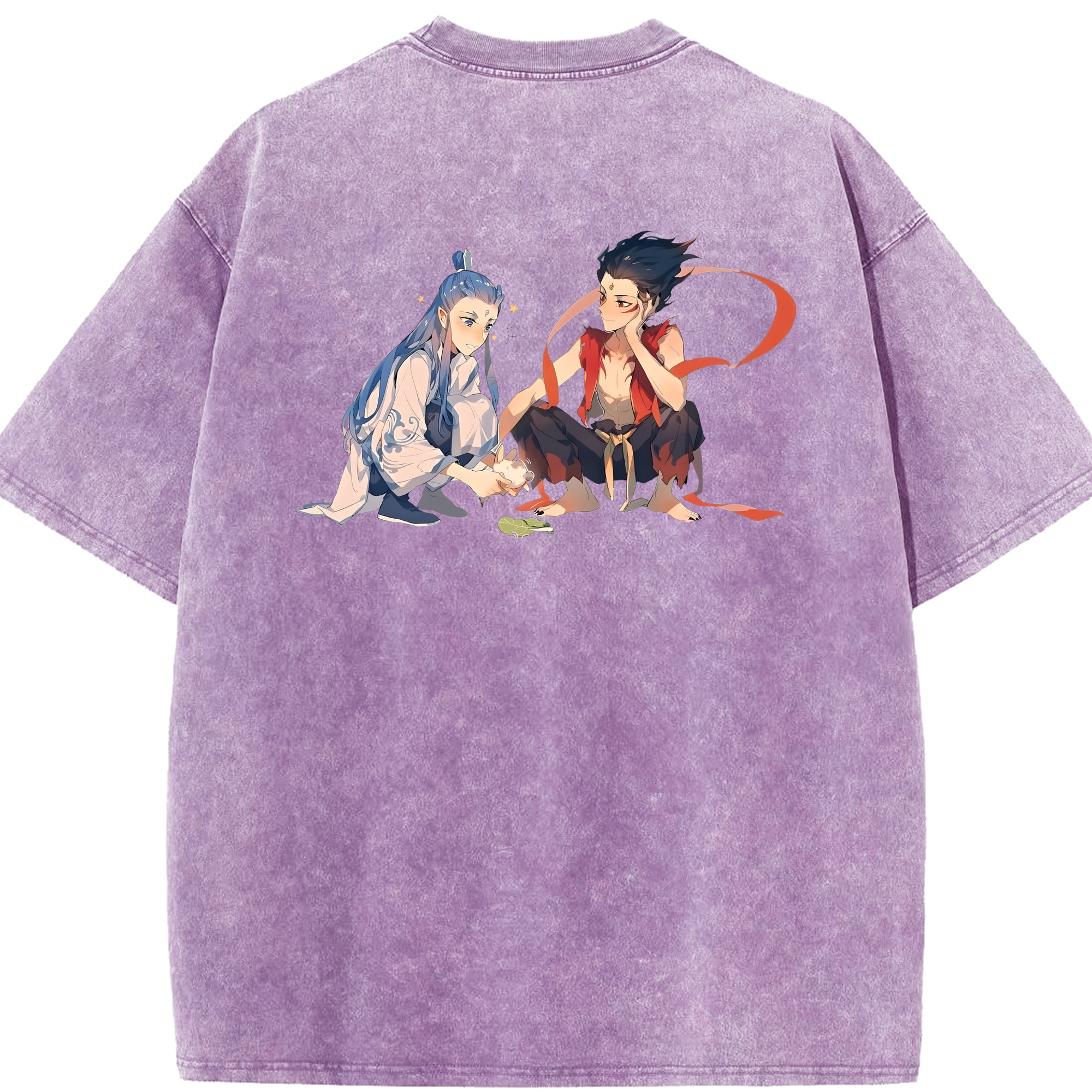 （画像用） Ne Zha 2 ナタ 魔童の大暴れ 綿100% ヴィンテージ風 半袖Tシャツ（背面プリント）