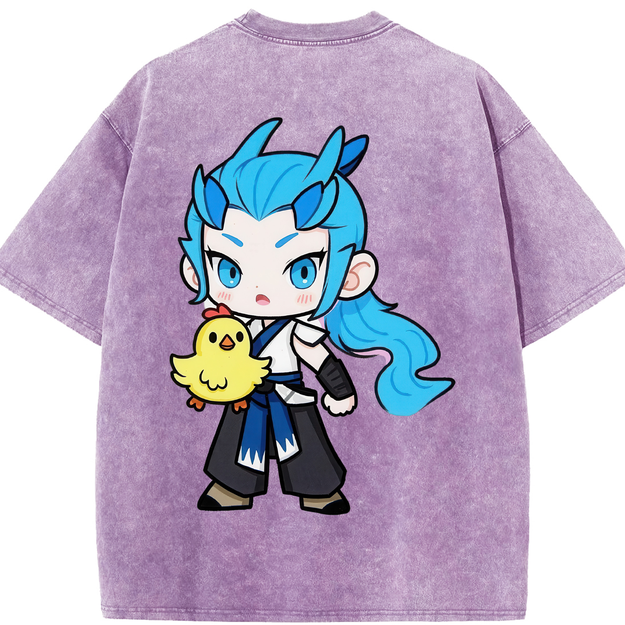 （画像用） Ne Zha 2 ナタ 魔童の大暴れ 綿100% ヴィンテージ風 半袖Tシャツ（背面プリント）