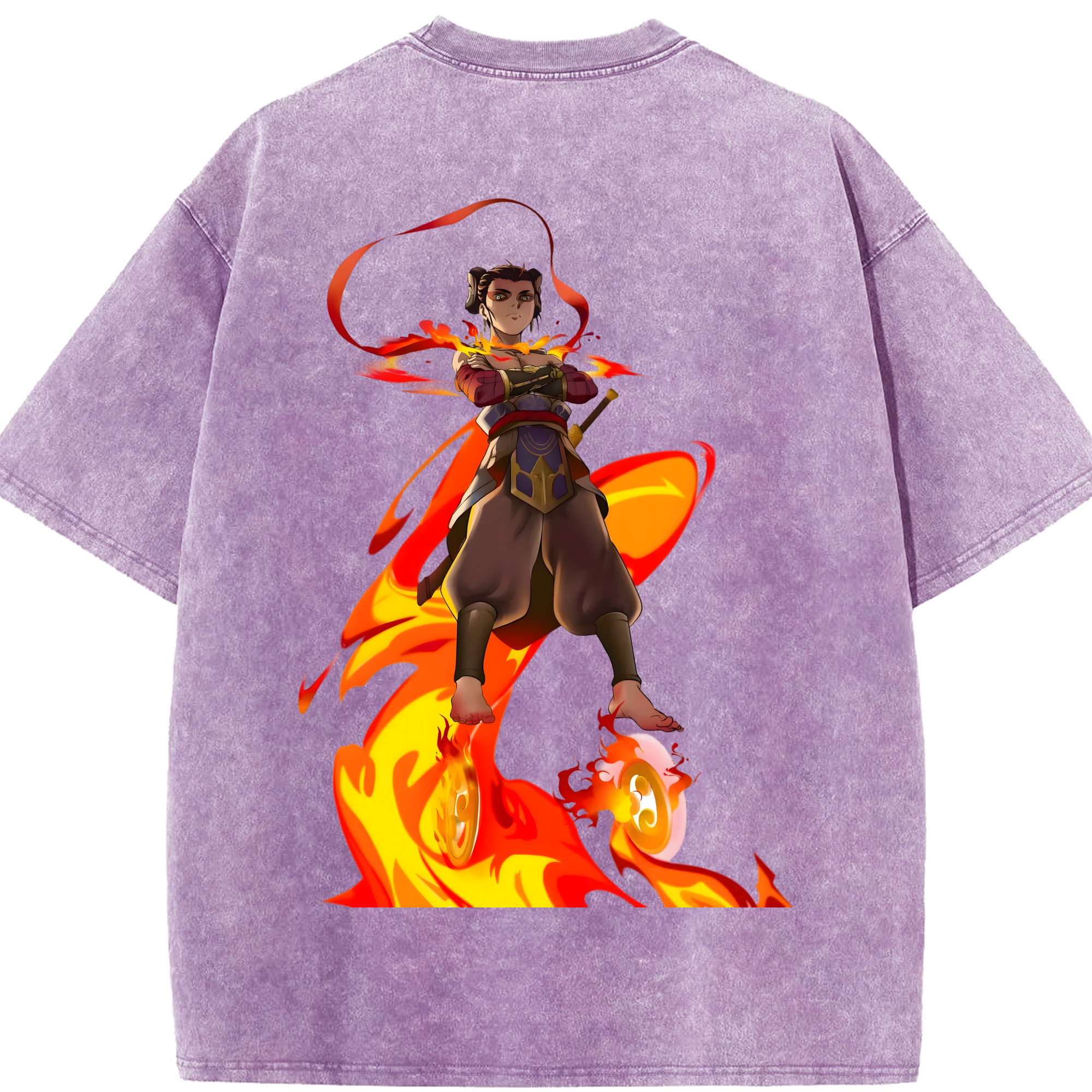 （画像用） Ne Zha 2 ナタ 魔童の大暴れ 綿100% ヴィンテージ風 半袖Tシャツ（背面プリント）