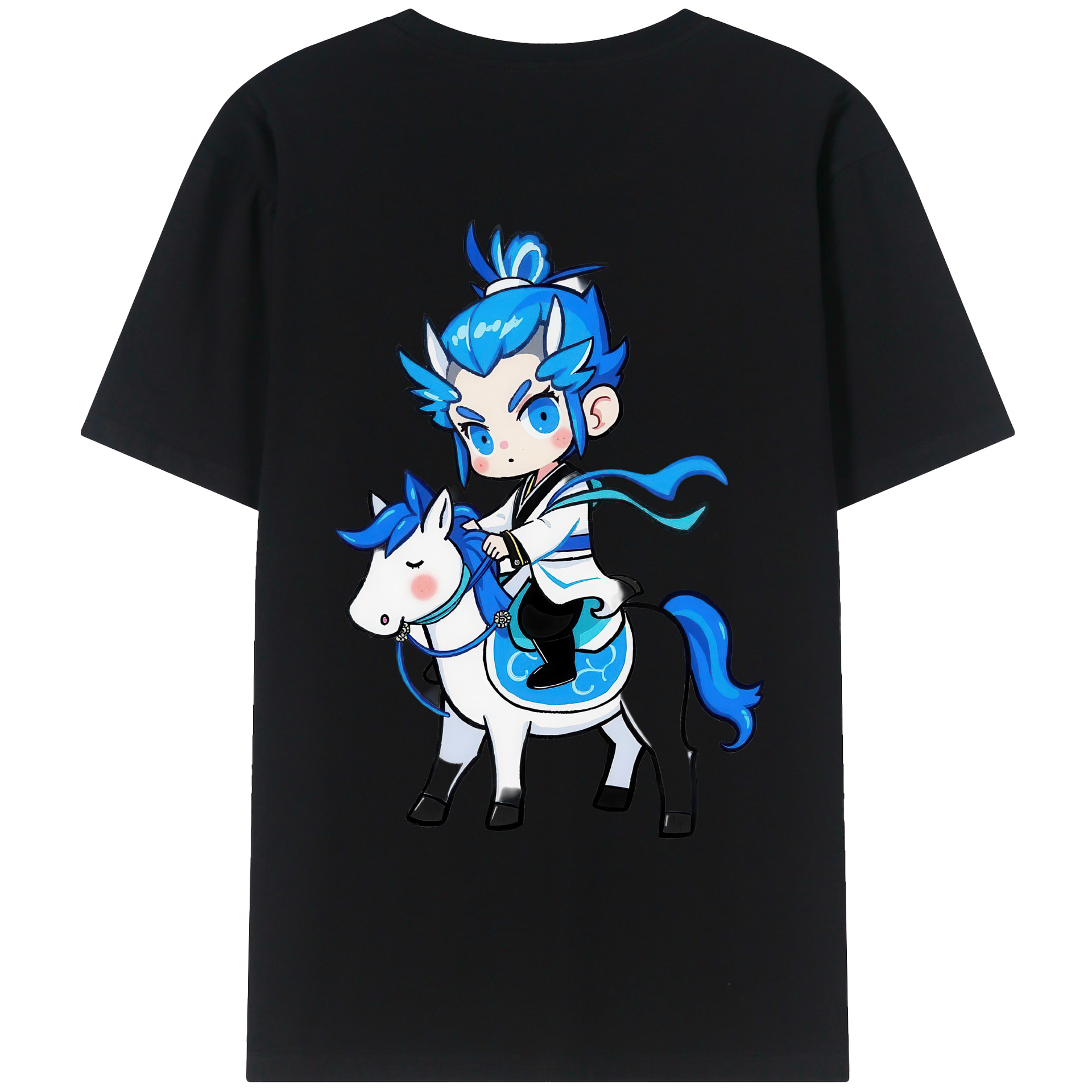 （画像用） Ne Zha 2 ナタ 魔童の大暴れ 綿100％ メンズ半袖Tシャツ（バックプリント） 通気性