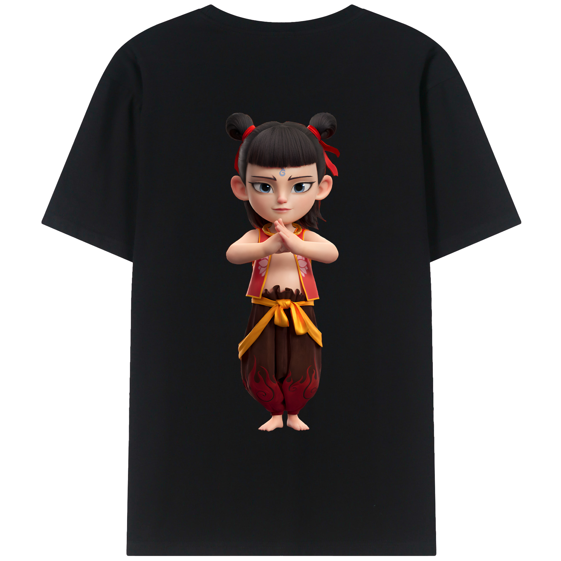 （画像用） Ne Zha 2 ナタ 魔童の大暴れ 綿100％ メンズ半袖Tシャツ（バックプリント） 通気性