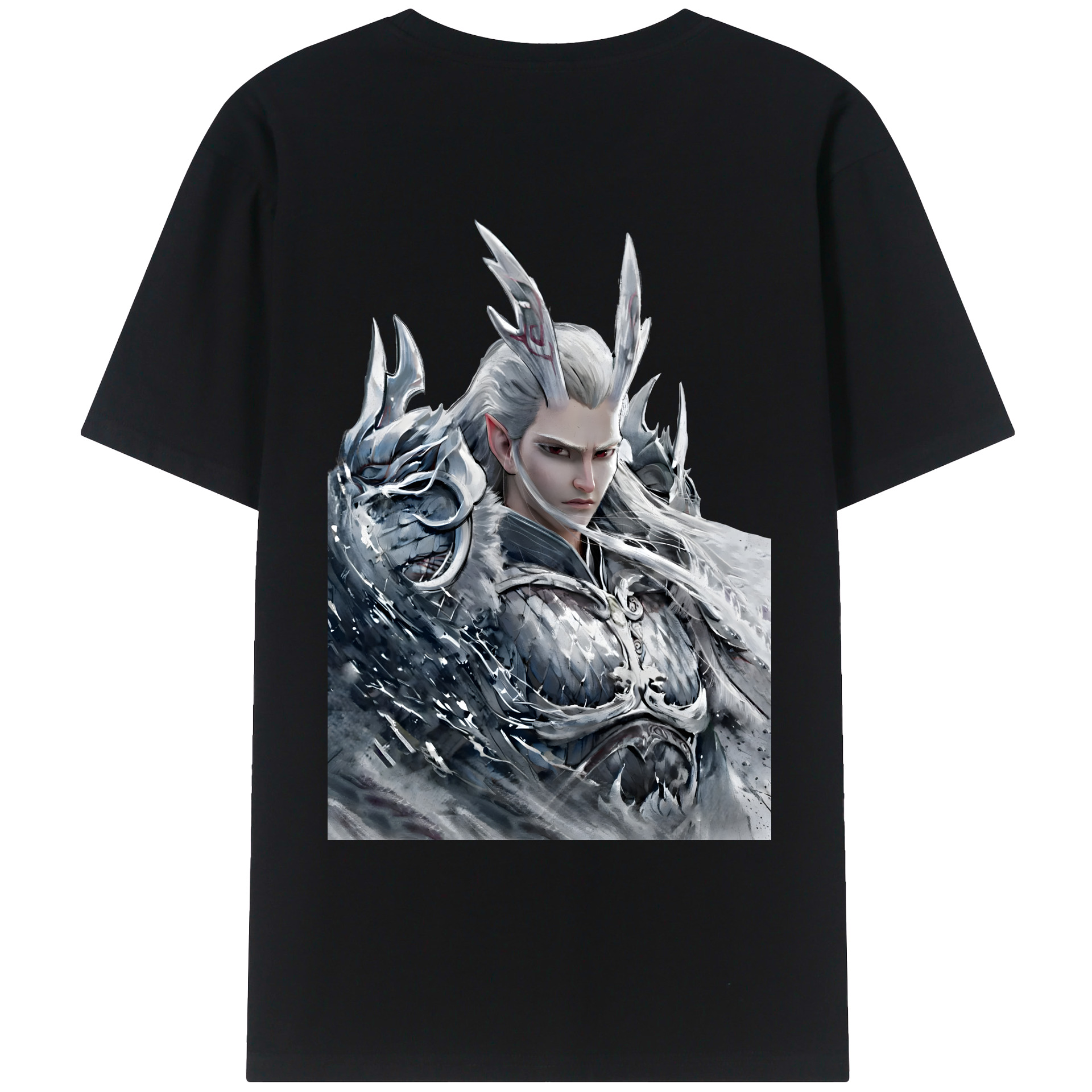 （画像用） Ne Zha 2 ナタ 魔童の大暴れ 綿100％ メンズ半袖Tシャツ（バックプリント） 通気性