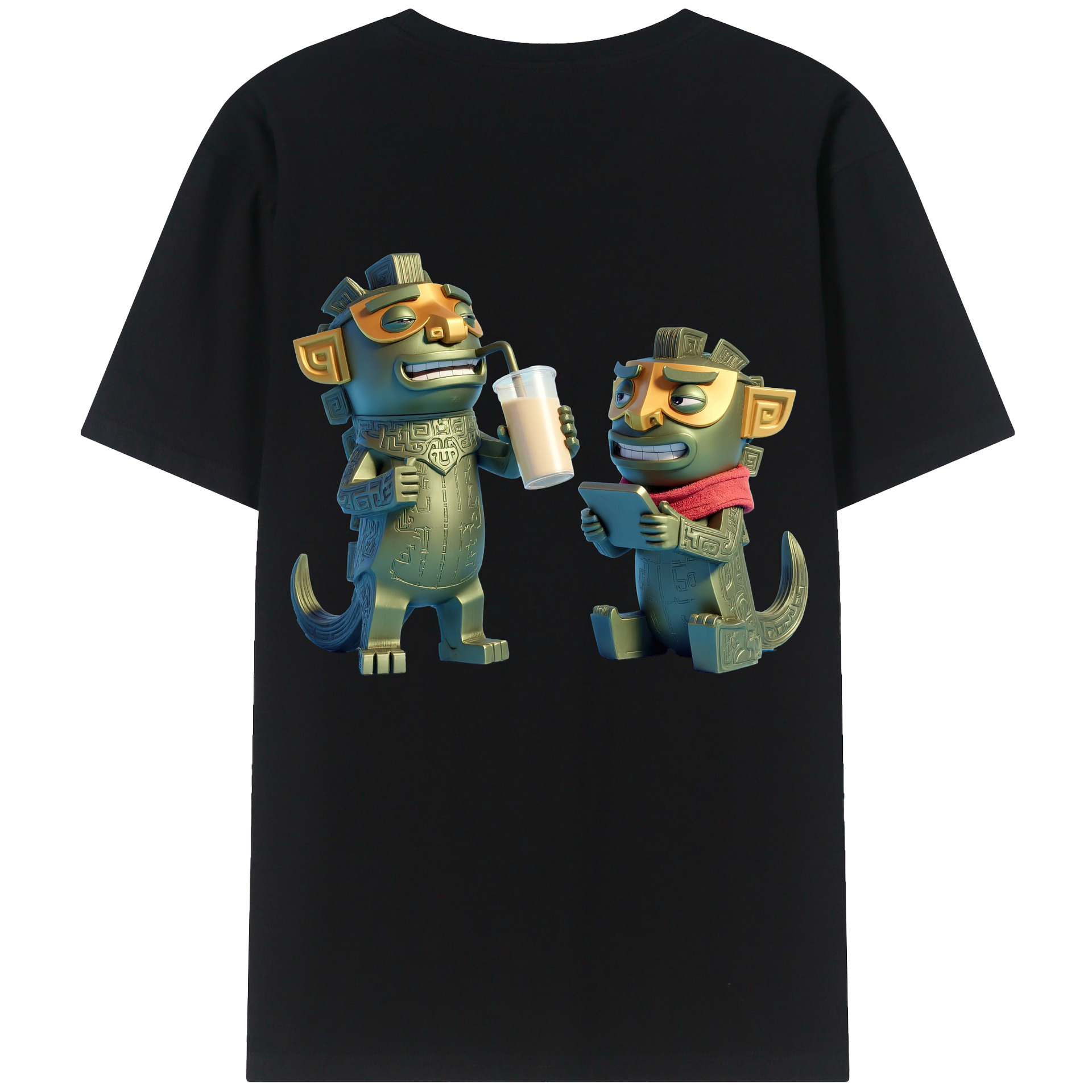 （画像用） Ne Zha 2 ナタ 魔童の大暴れ 綿100％ メンズ半袖Tシャツ（バックプリント） 通気性