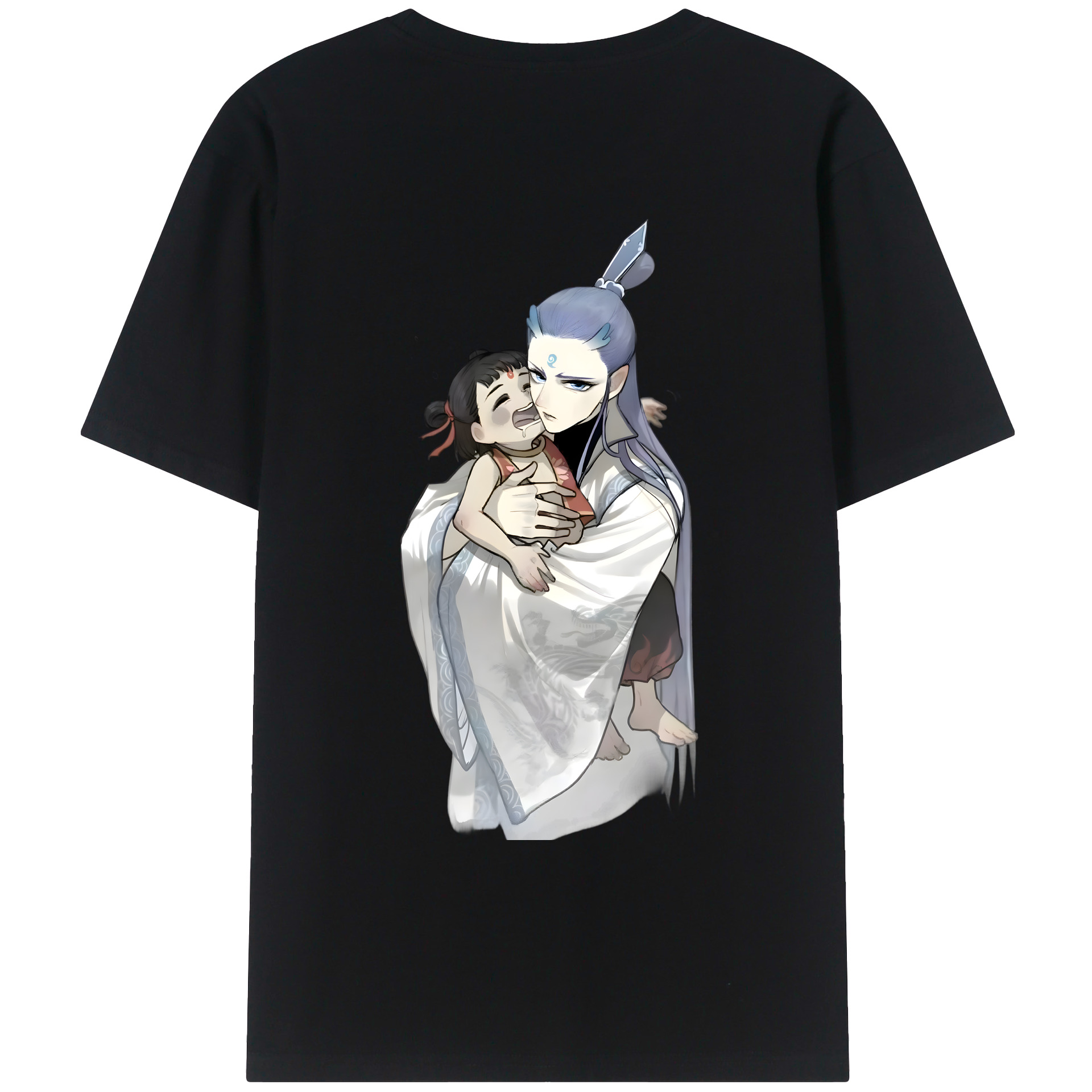 （画像用） Ne Zha 2 ナタ 魔童の大暴れ 綿100％ メンズ半袖Tシャツ（バックプリント） 通気性